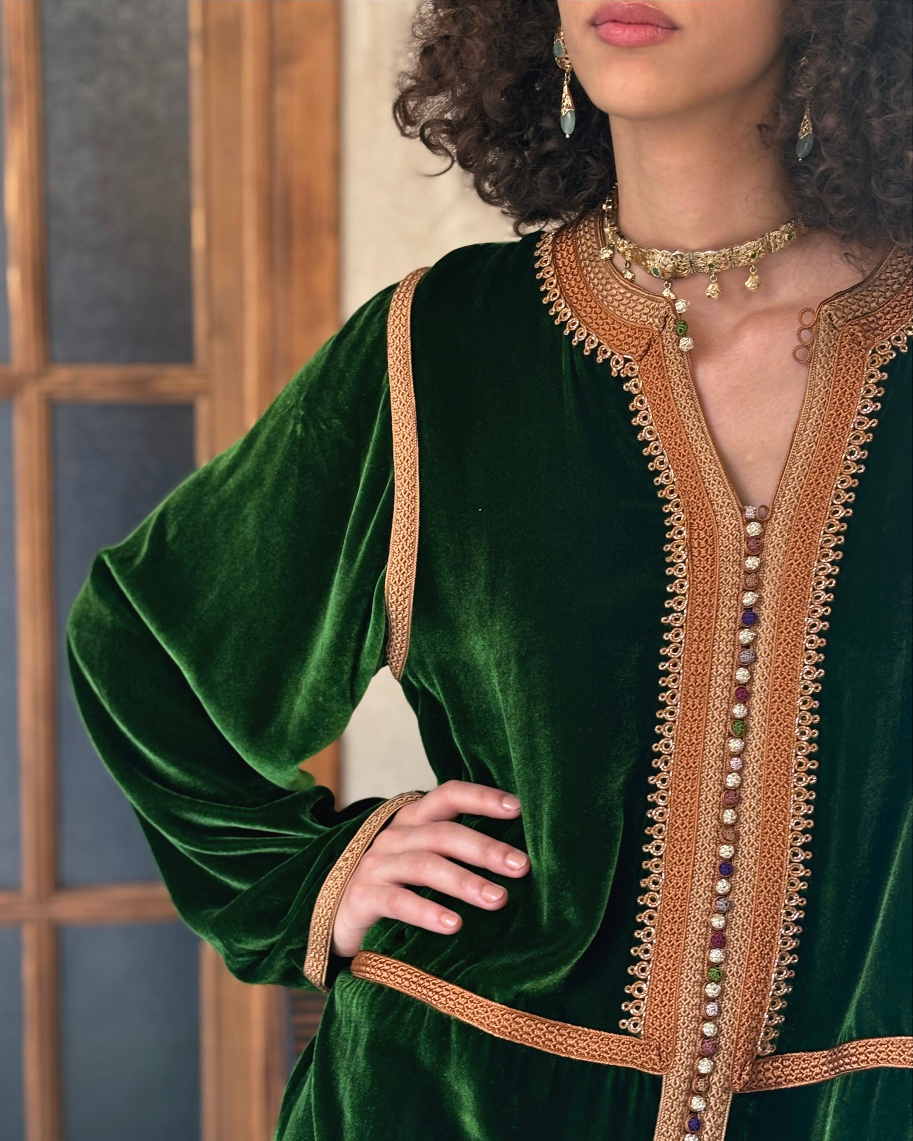MALAK SILK VELVET KAFTAN