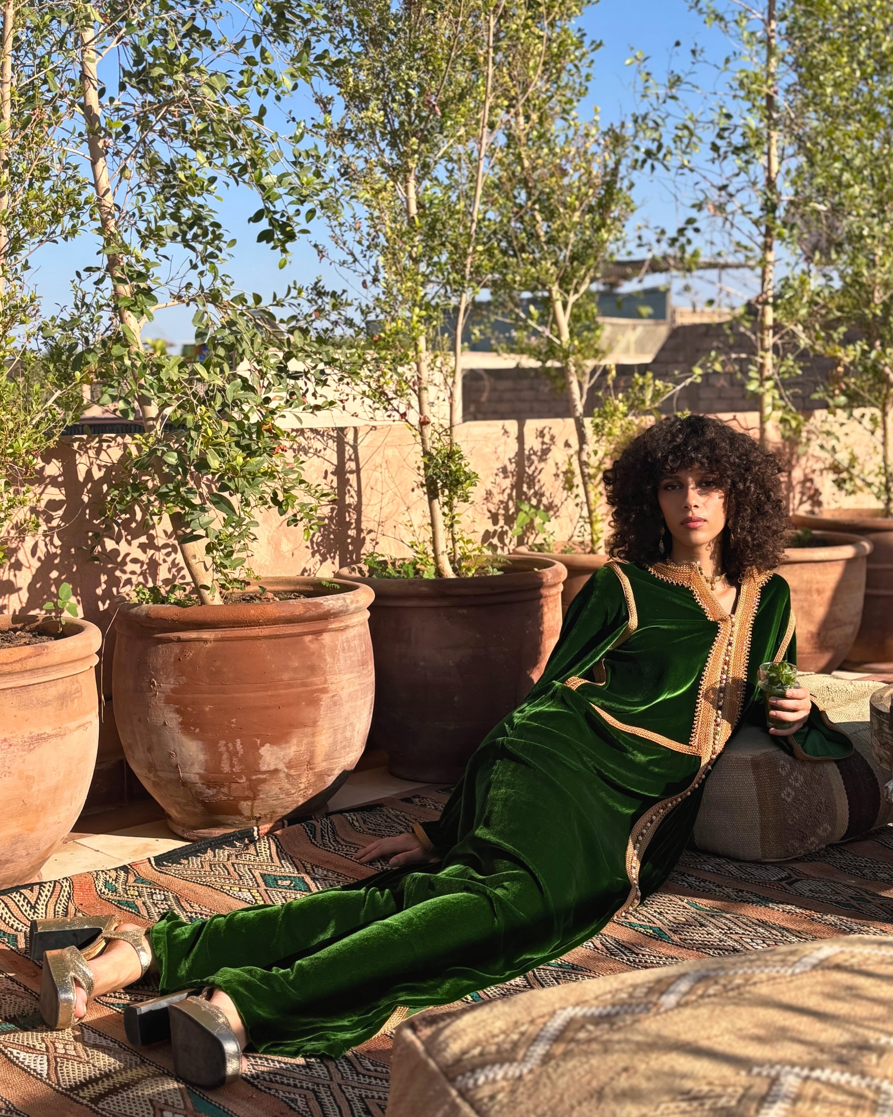 MALAK SILK VELVET KAFTAN