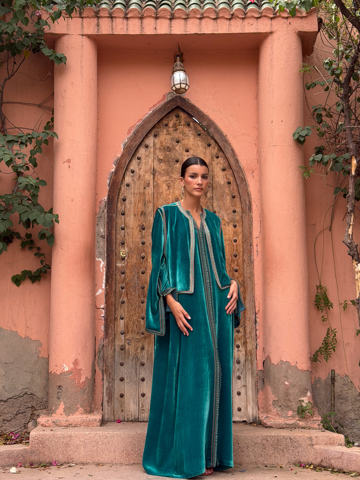 Baraa Silk Velvet Kaftan & Vest Set