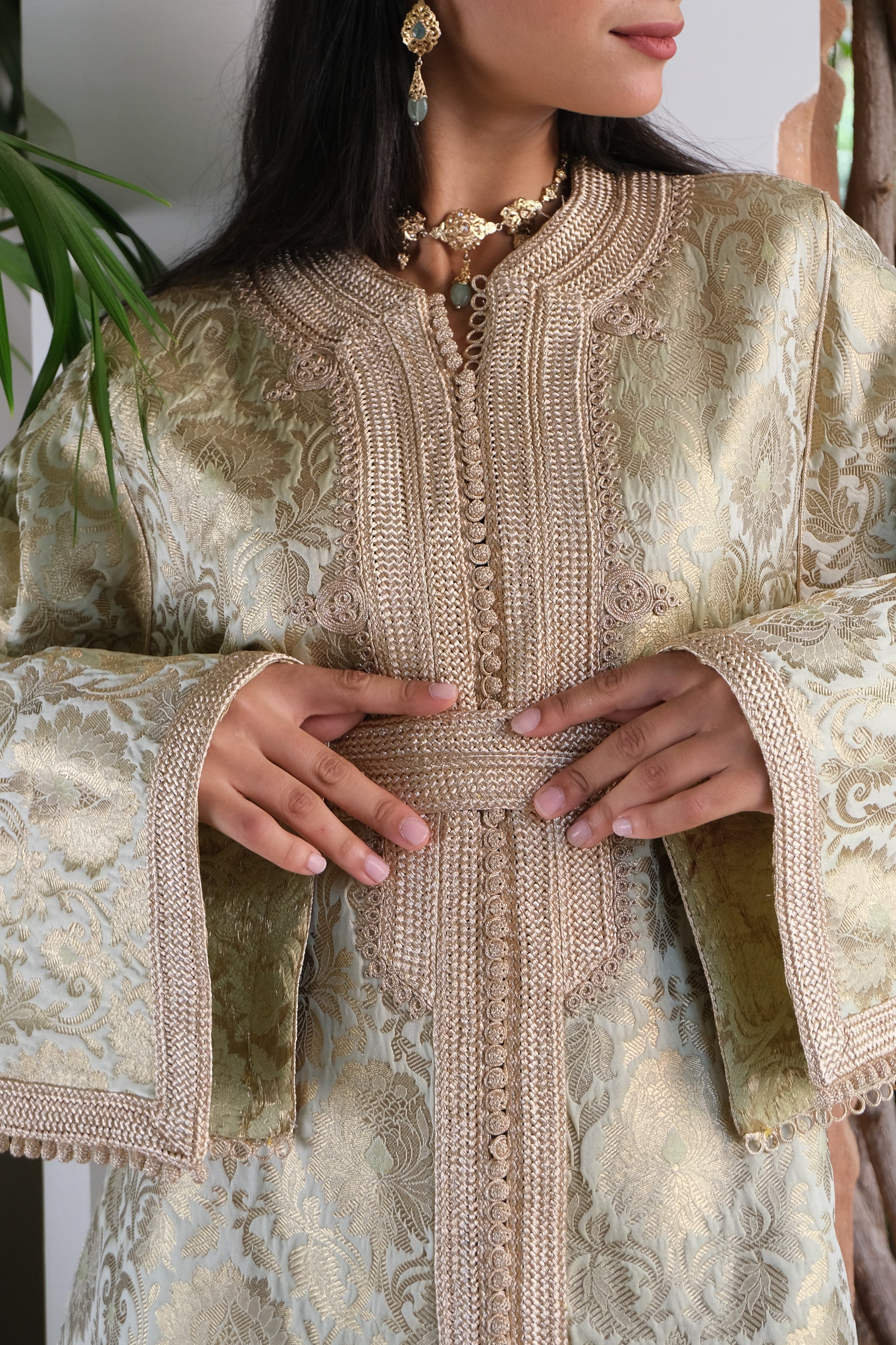 Nourane Silk Brocade Kaftan with Hand Embroidery and Vintage Cut