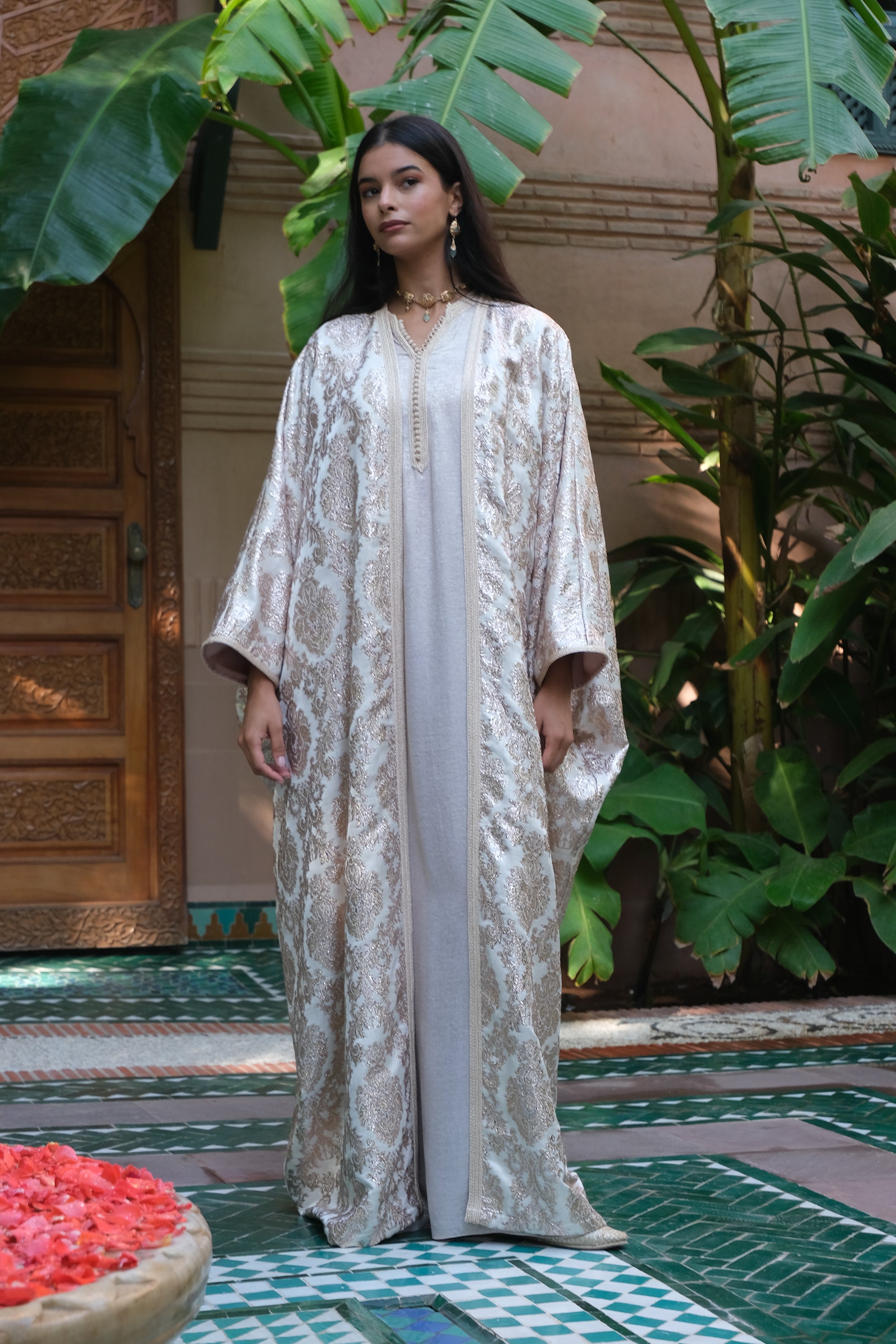 HUDA Two-Piece Brocade & Crepe Kaftan Set