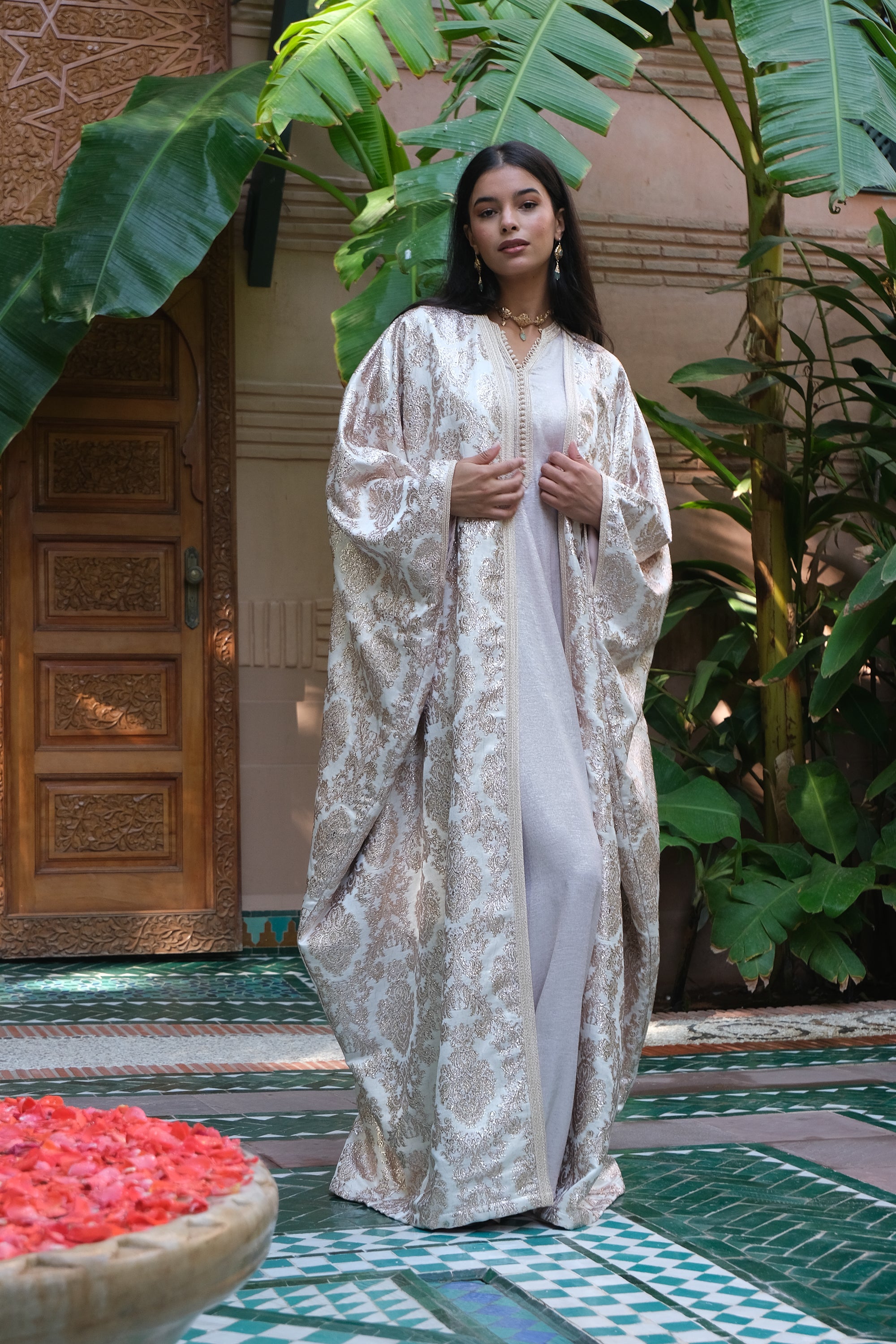 HUDA Two-Piece Brocade & Crepe Kaftan Set