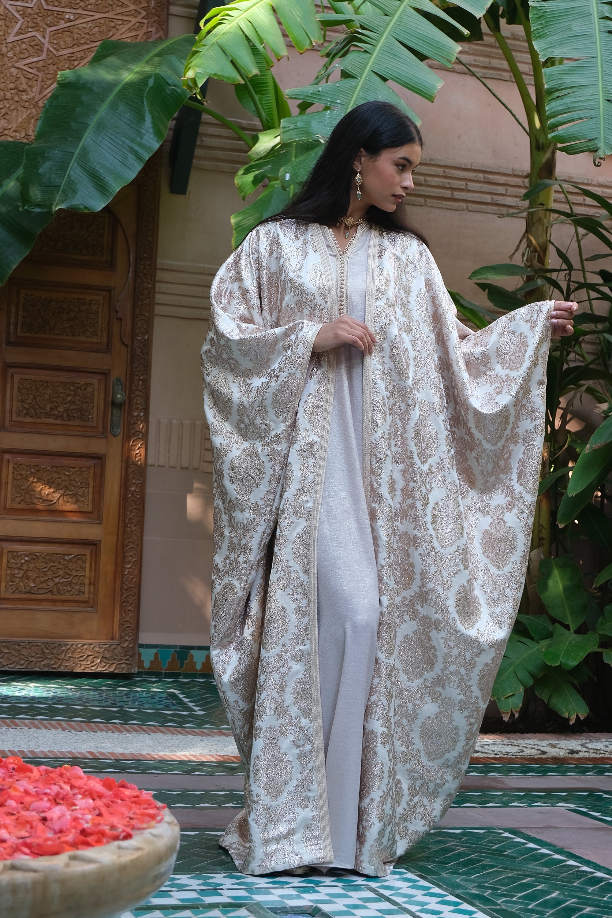 HUDA Two-Piece Brocade & Crepe Kaftan Set