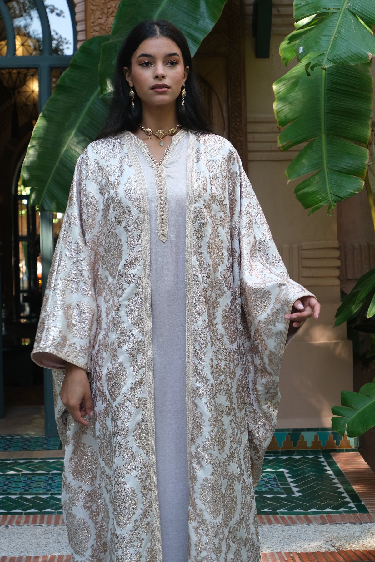 Huda Two-Piece Brocade & Crepe Kaftan by Moroccan Touch