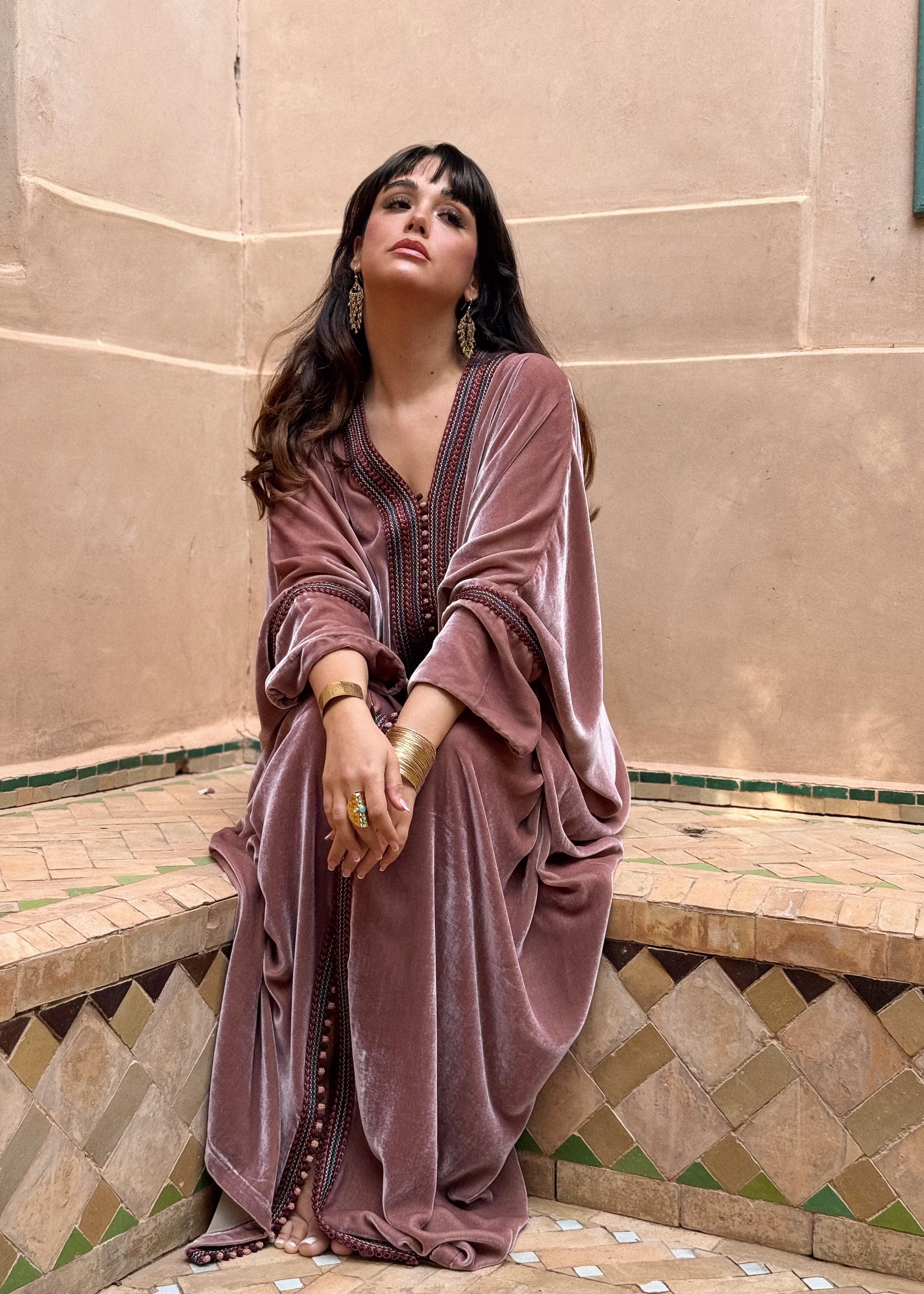 JOOD SILK VELVET KAFTAN