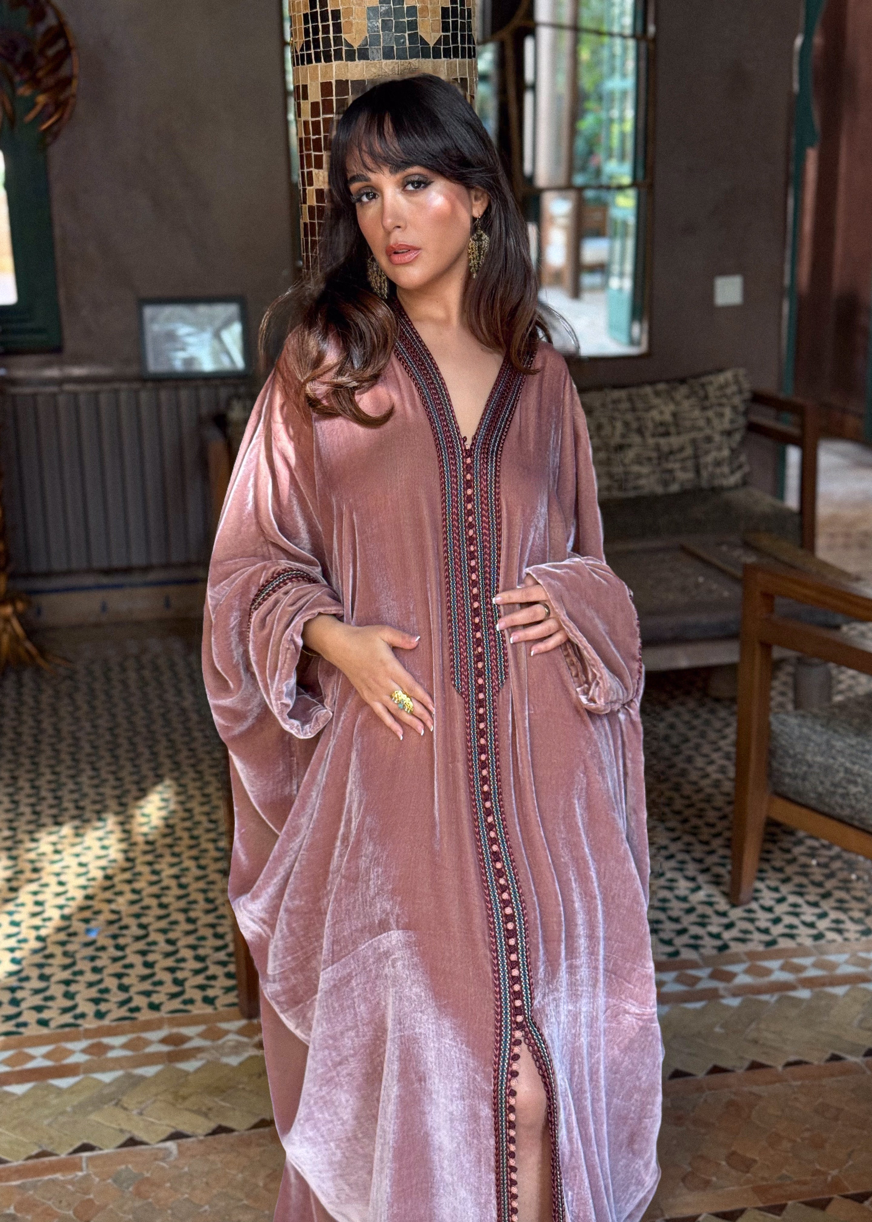 JOOD SILK VELVET KAFTAN