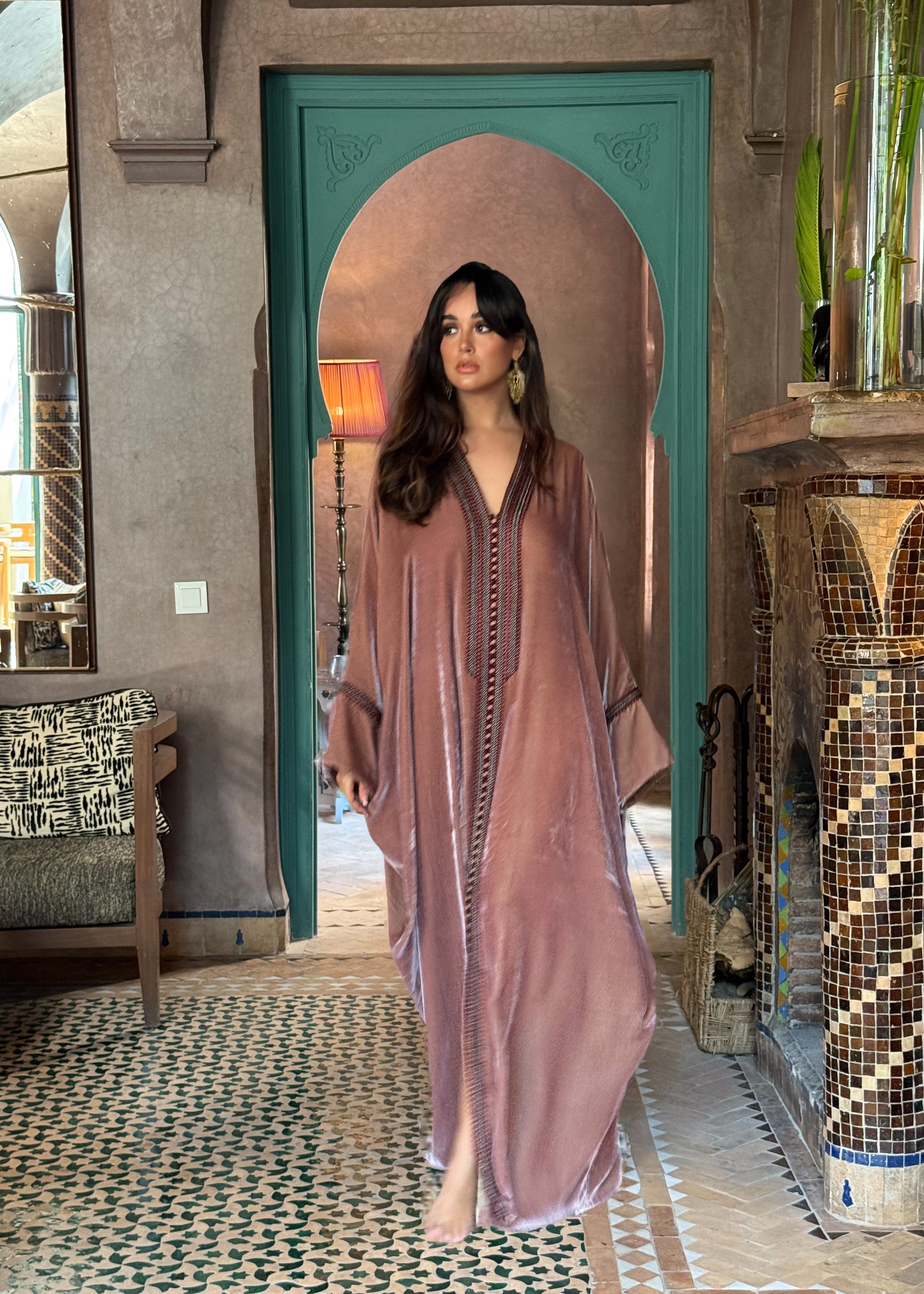 JOOD SILK VELVET KAFTAN