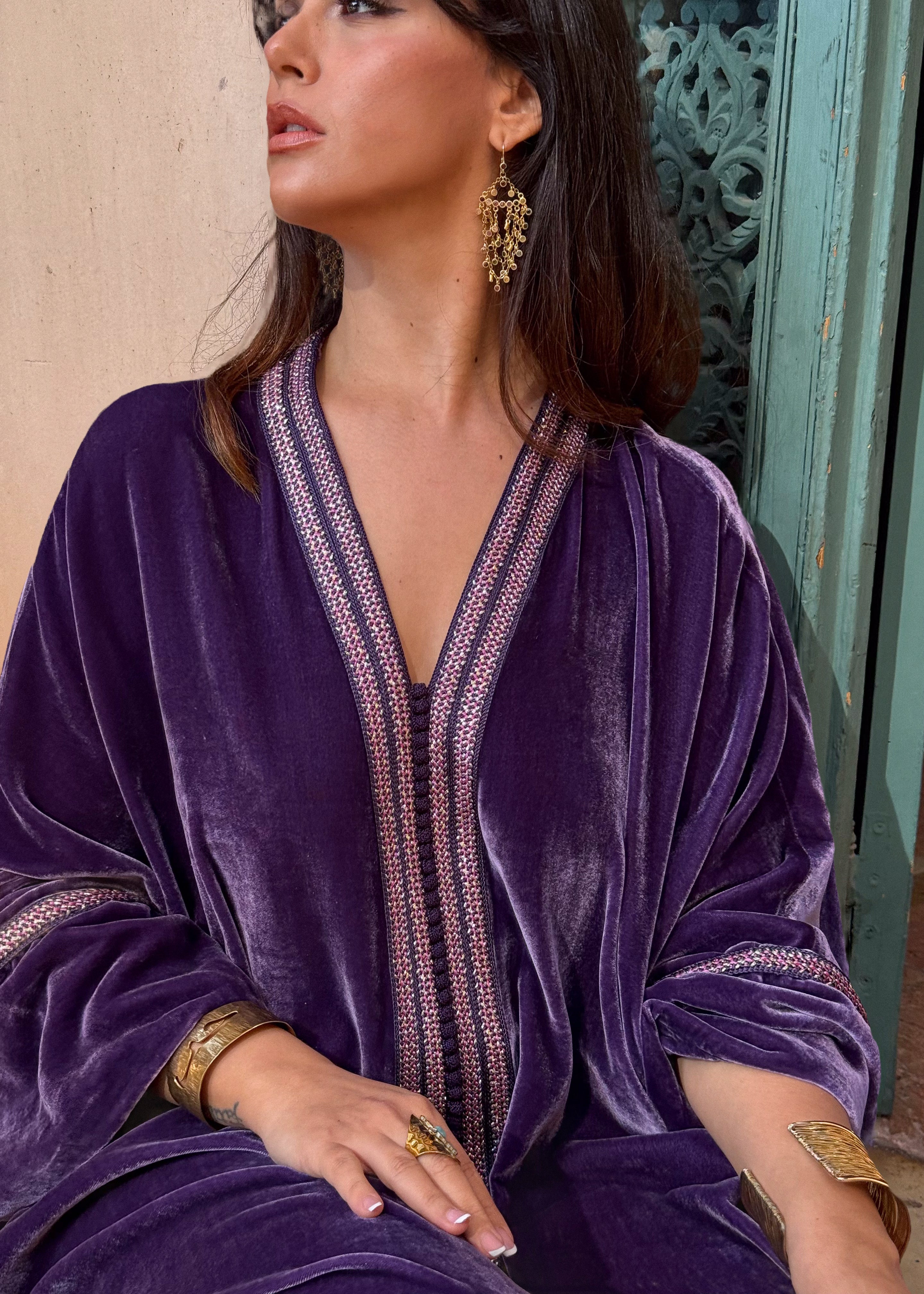 AMEL SILK VELVET KAFTAN