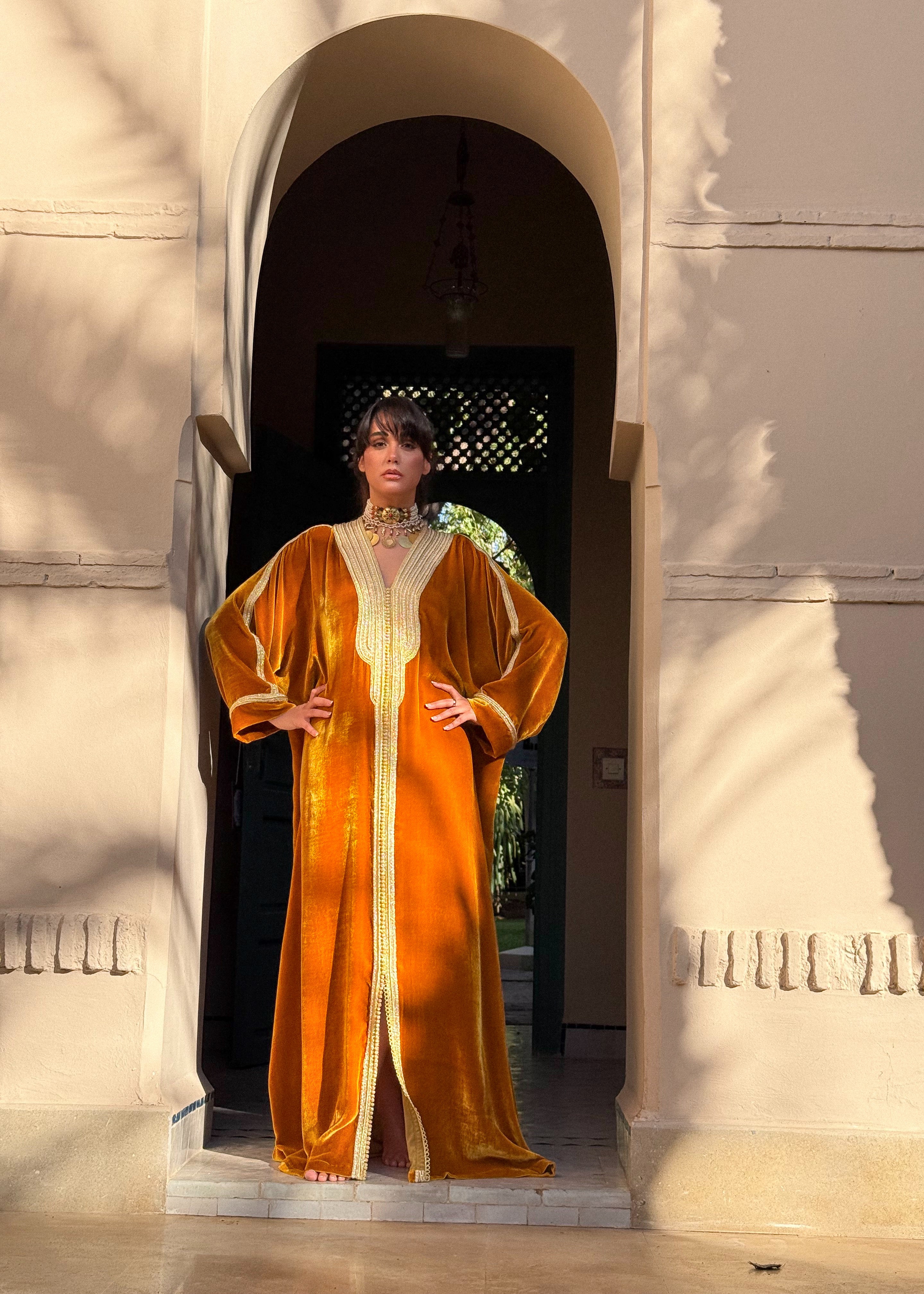 HABIBA SILK VELVET KAFTAN