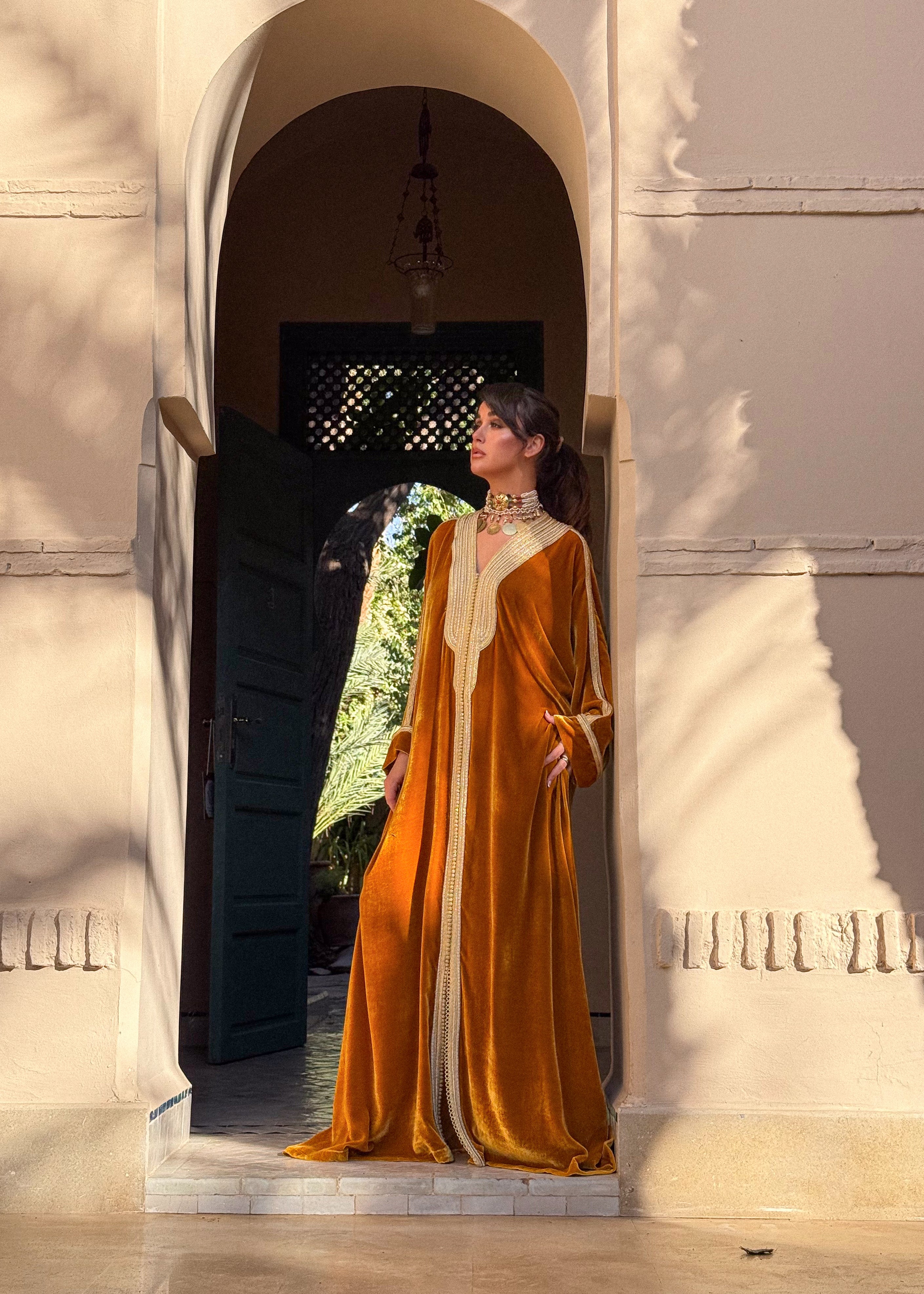 HABIBA SILK VELVET KAFTAN