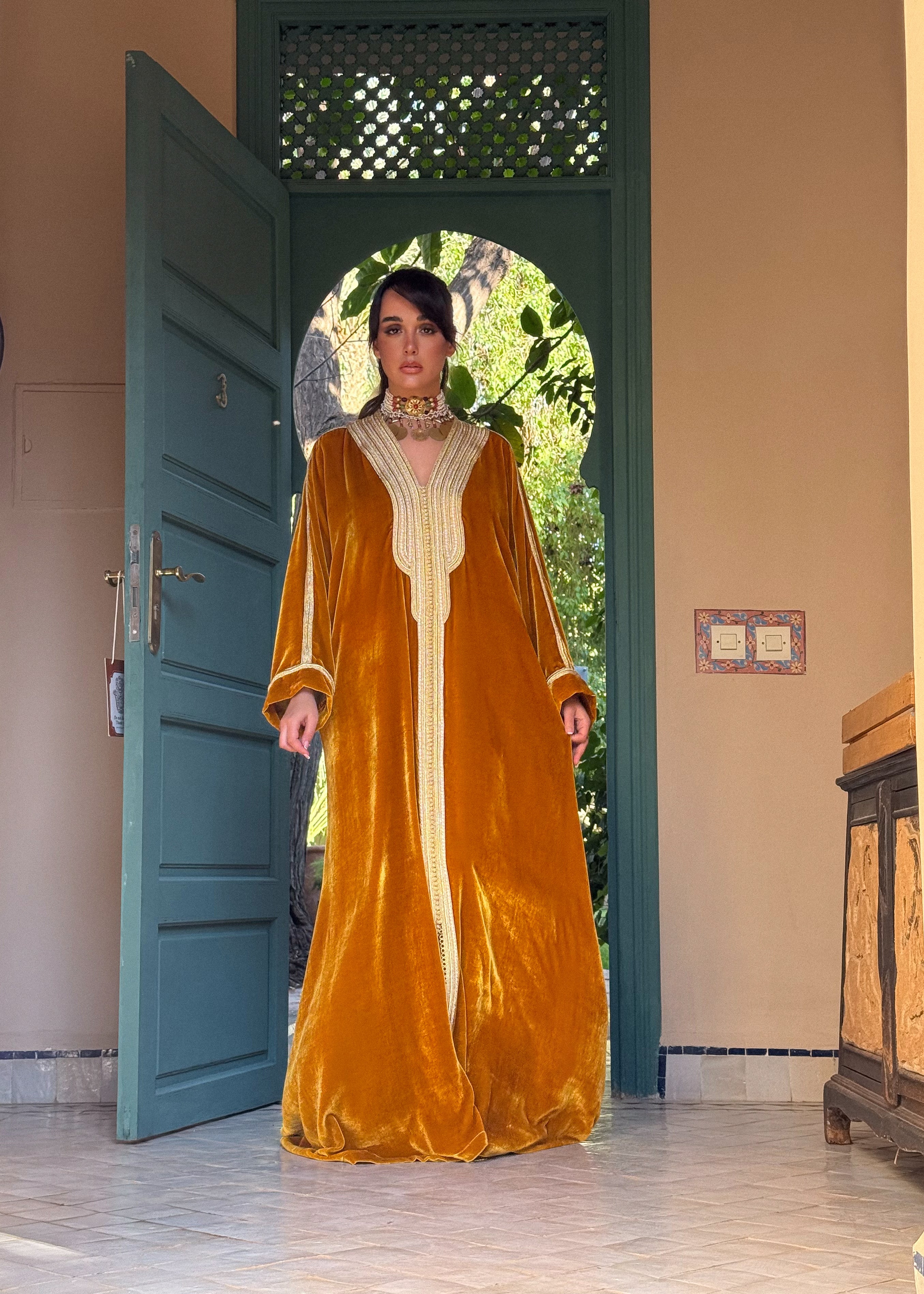 HABIBA SILK VELVET KAFTAN