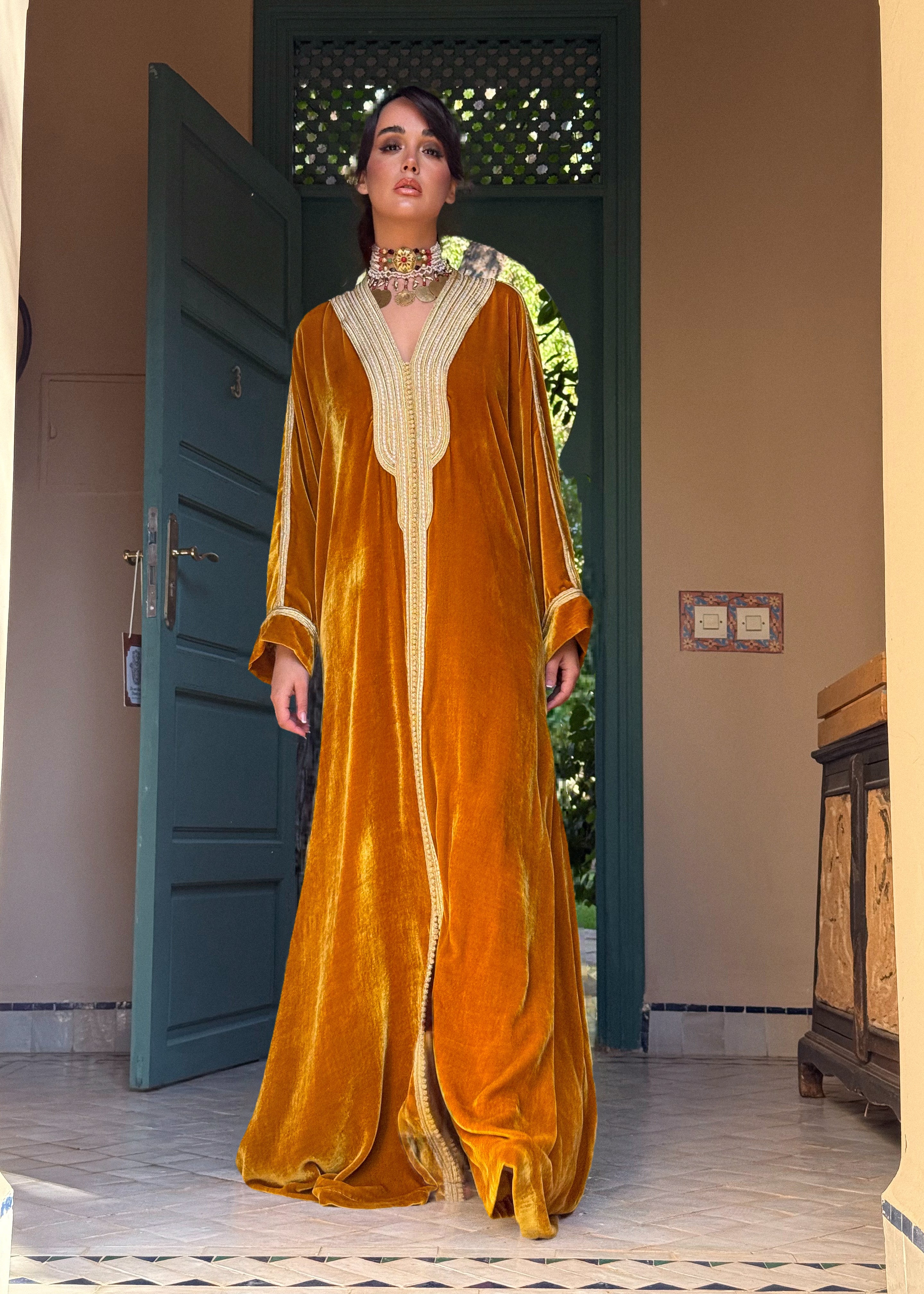 HABIBA SILK VELVET KAFTAN