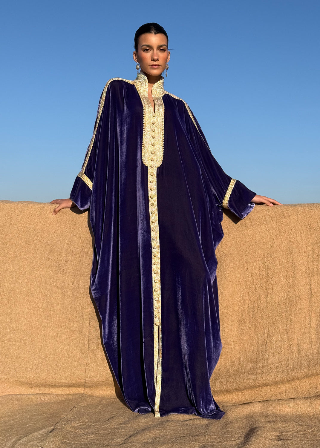 REEM SILK VELVET KAFTAN