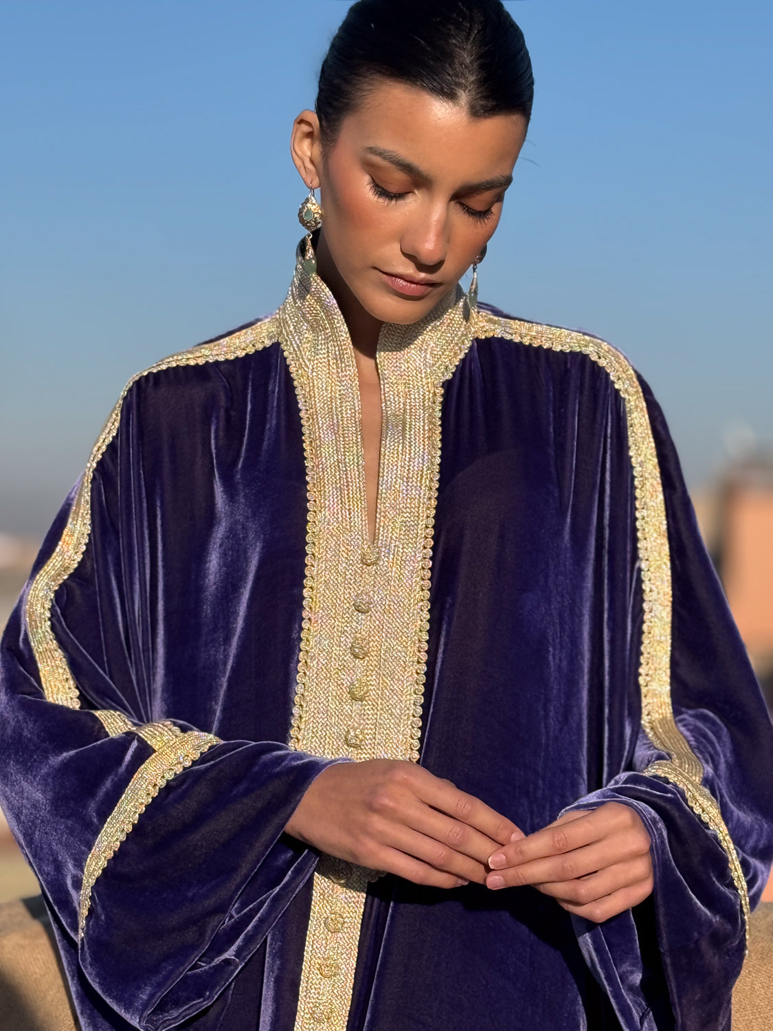 REEM SILK VELVET KAFTAN