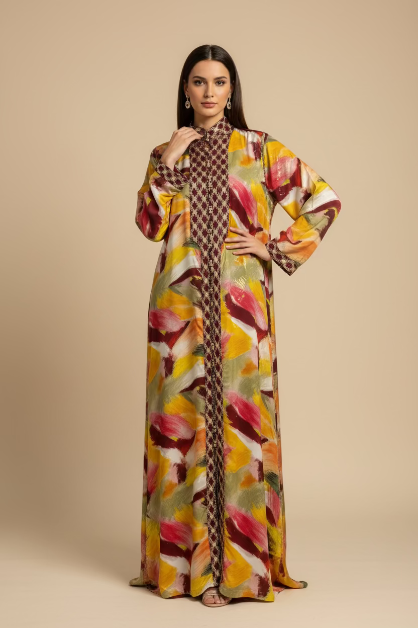 FARHANA TWO-PIECE SILK KAFTAN