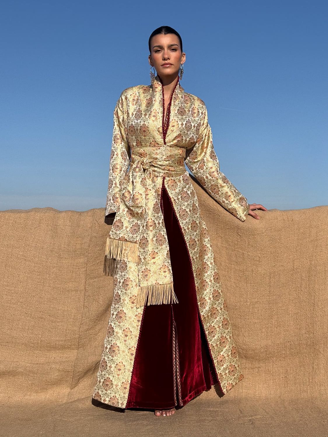 MOANA TWO-PIECE KAFTAN KIMONO BROCADE AND VELVET