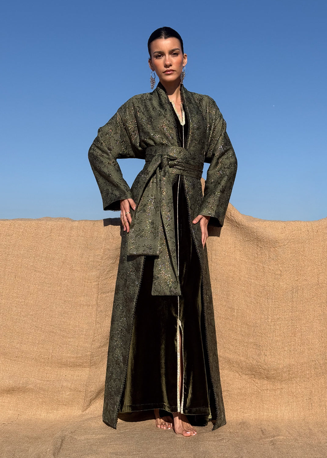 MAYSOON TWO-PIECE KAFTAN KIMONO BROCADE AND VELVET