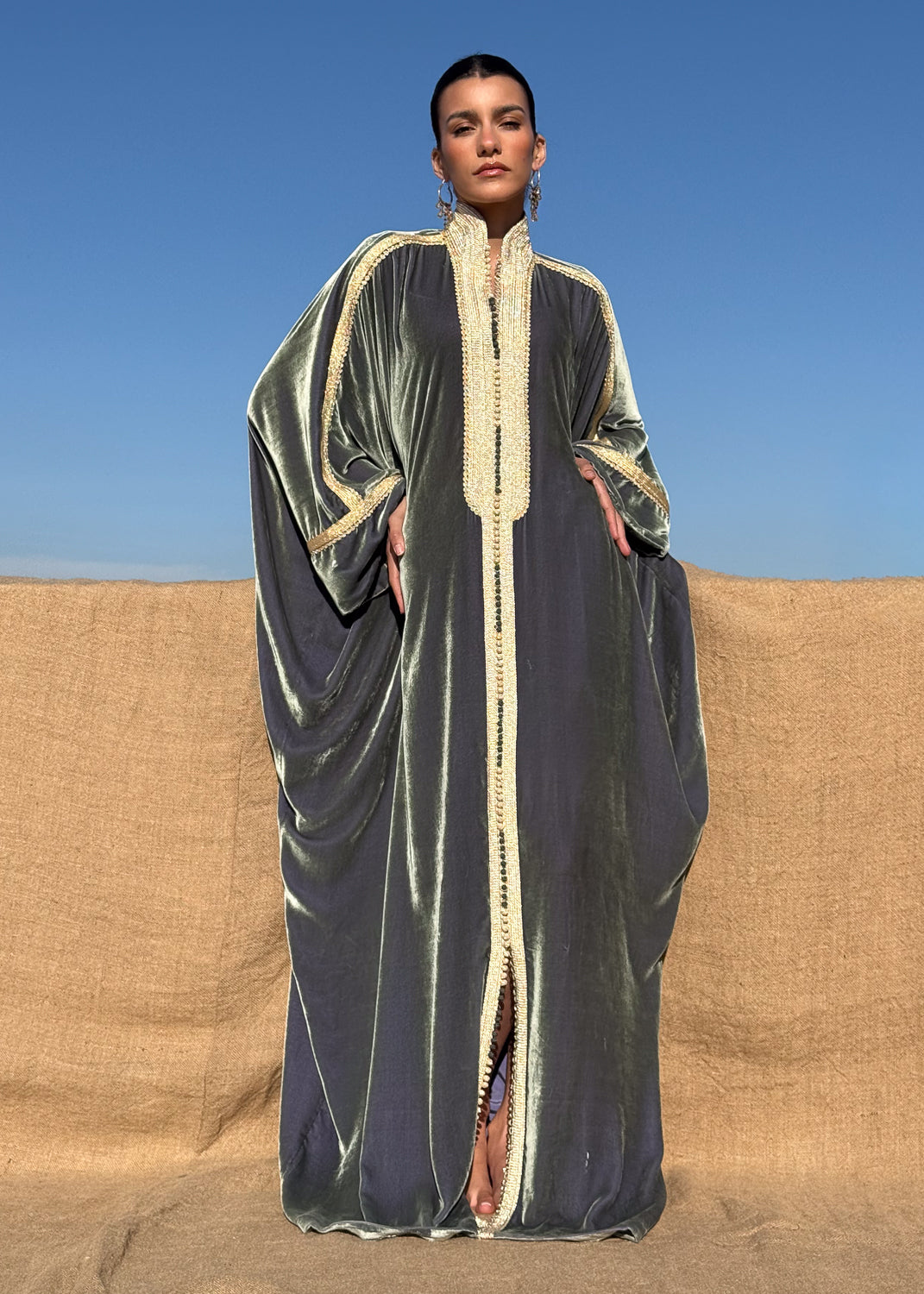 MONIRAH SILK VELVET KAFTAN