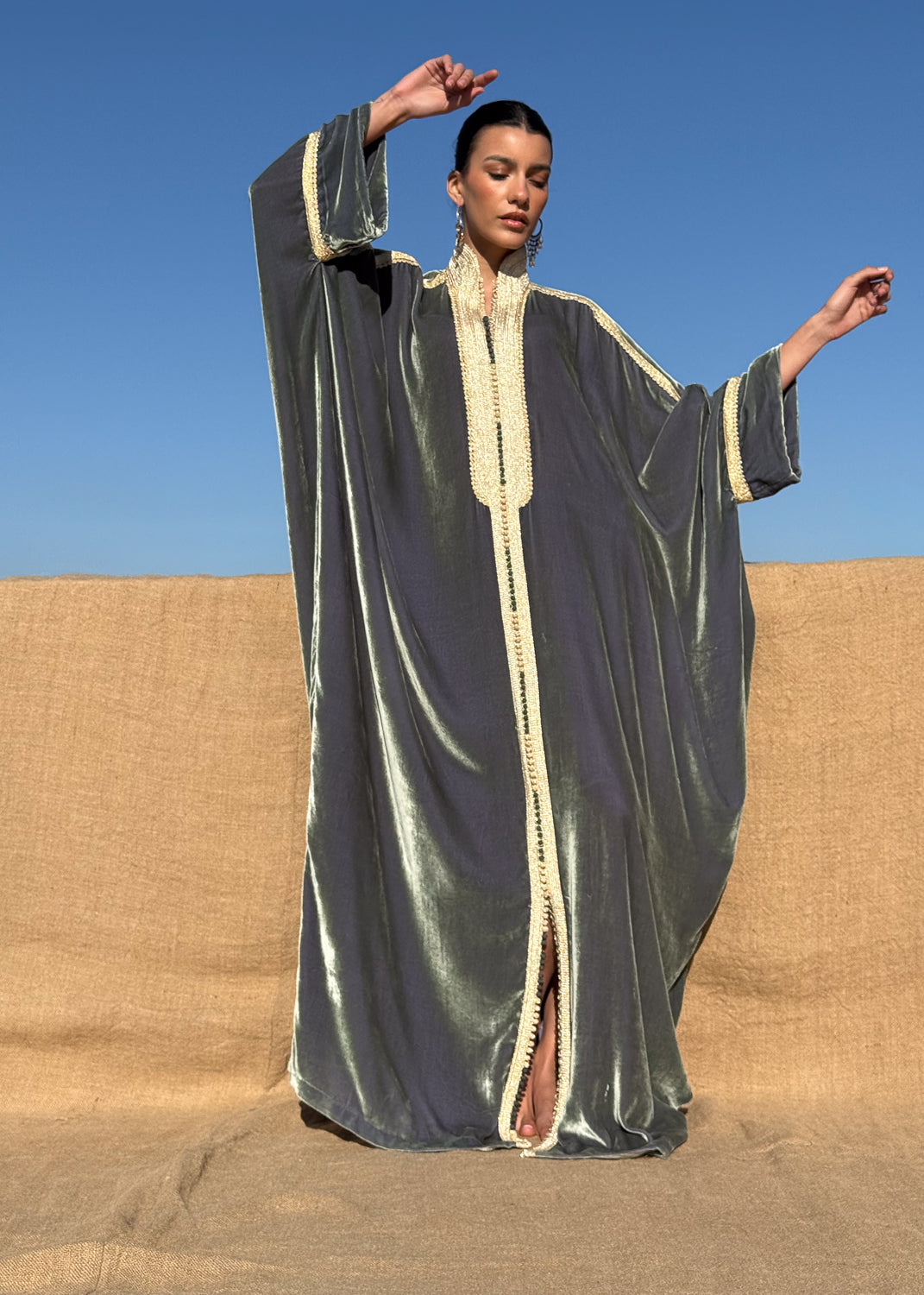 MONIRAH SILK VELVET KAFTAN