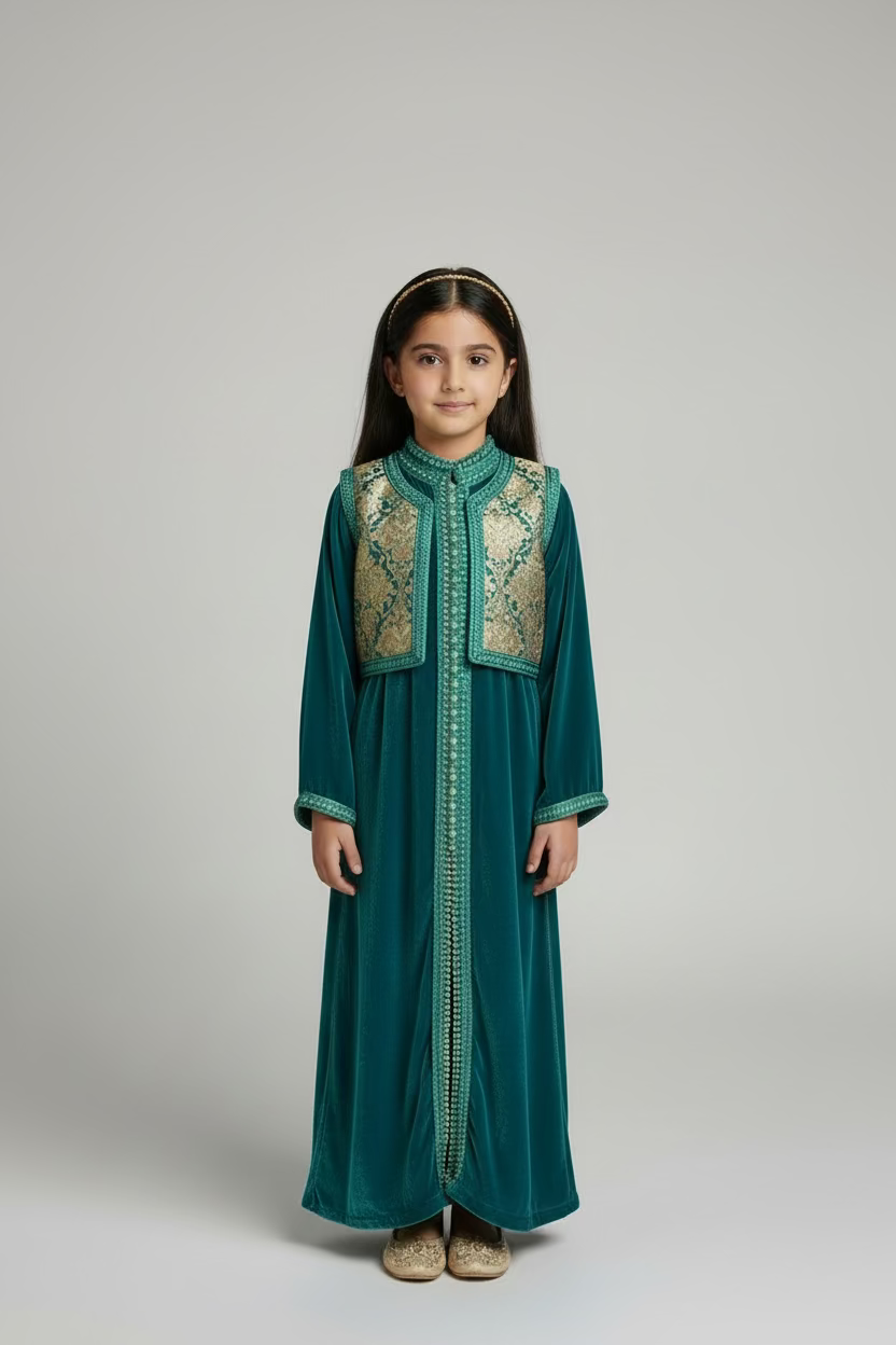 IMAN SILK VELVET KAFTAN & GILET AGE 4-5