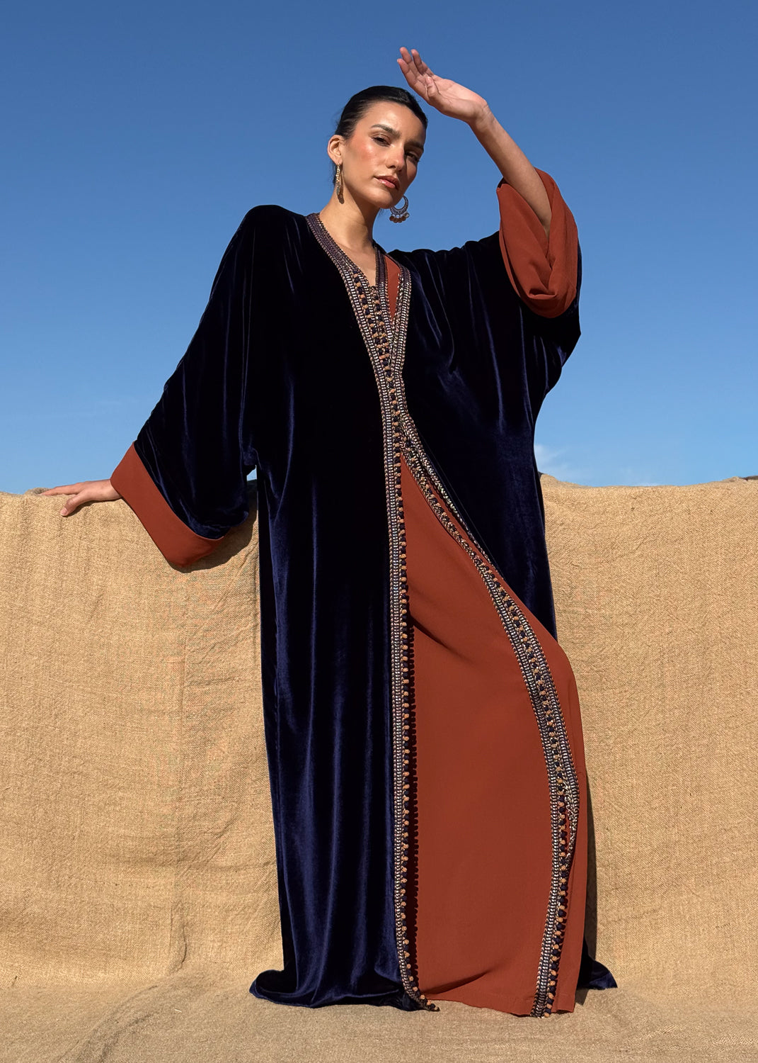 LUJAIN TWO-PIECE SILK VELVET KAFTAN