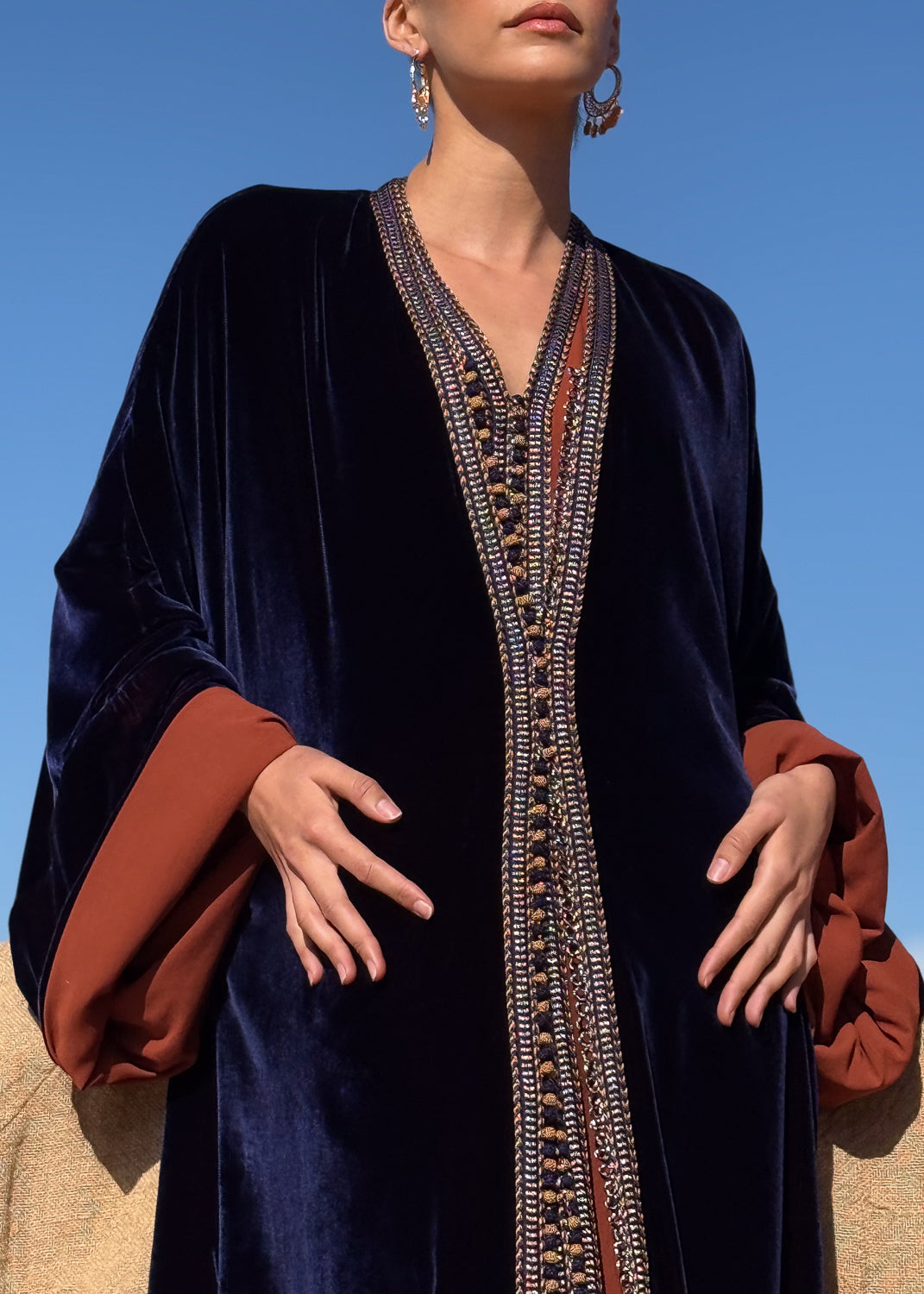 LUJAIN TWO-PIECE SILK VELVET KAFTAN