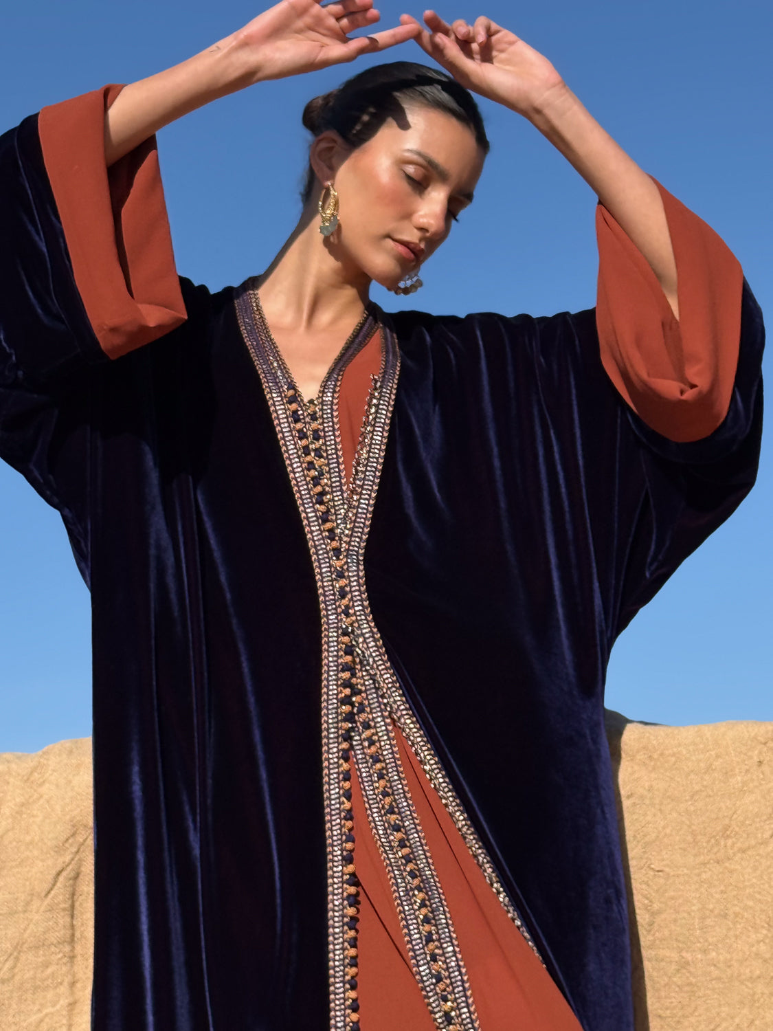 LUJAIN TWO-PIECE SILK VELVET KAFTAN
