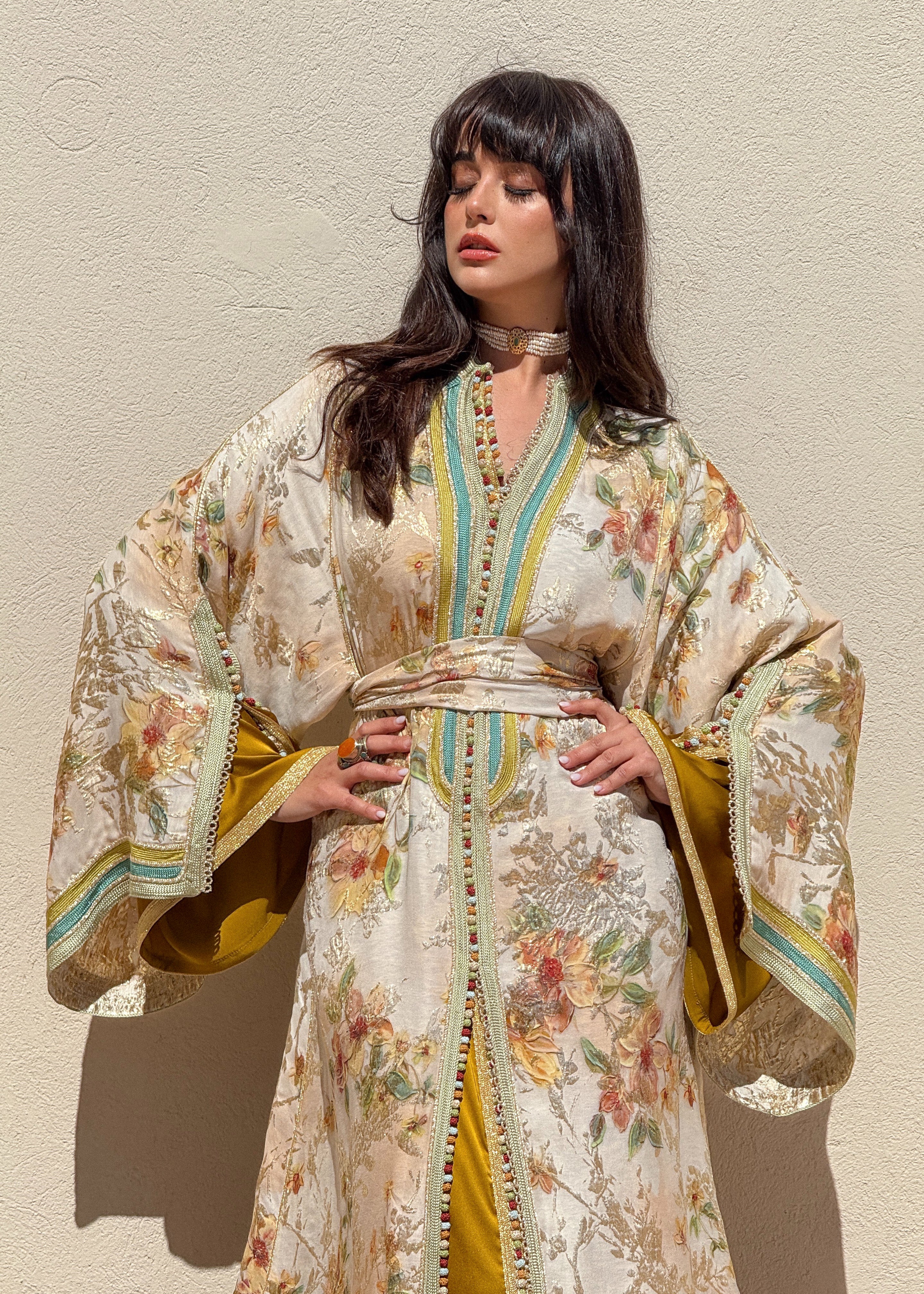 SALIME TWO-PIECE SILK KAFTAN