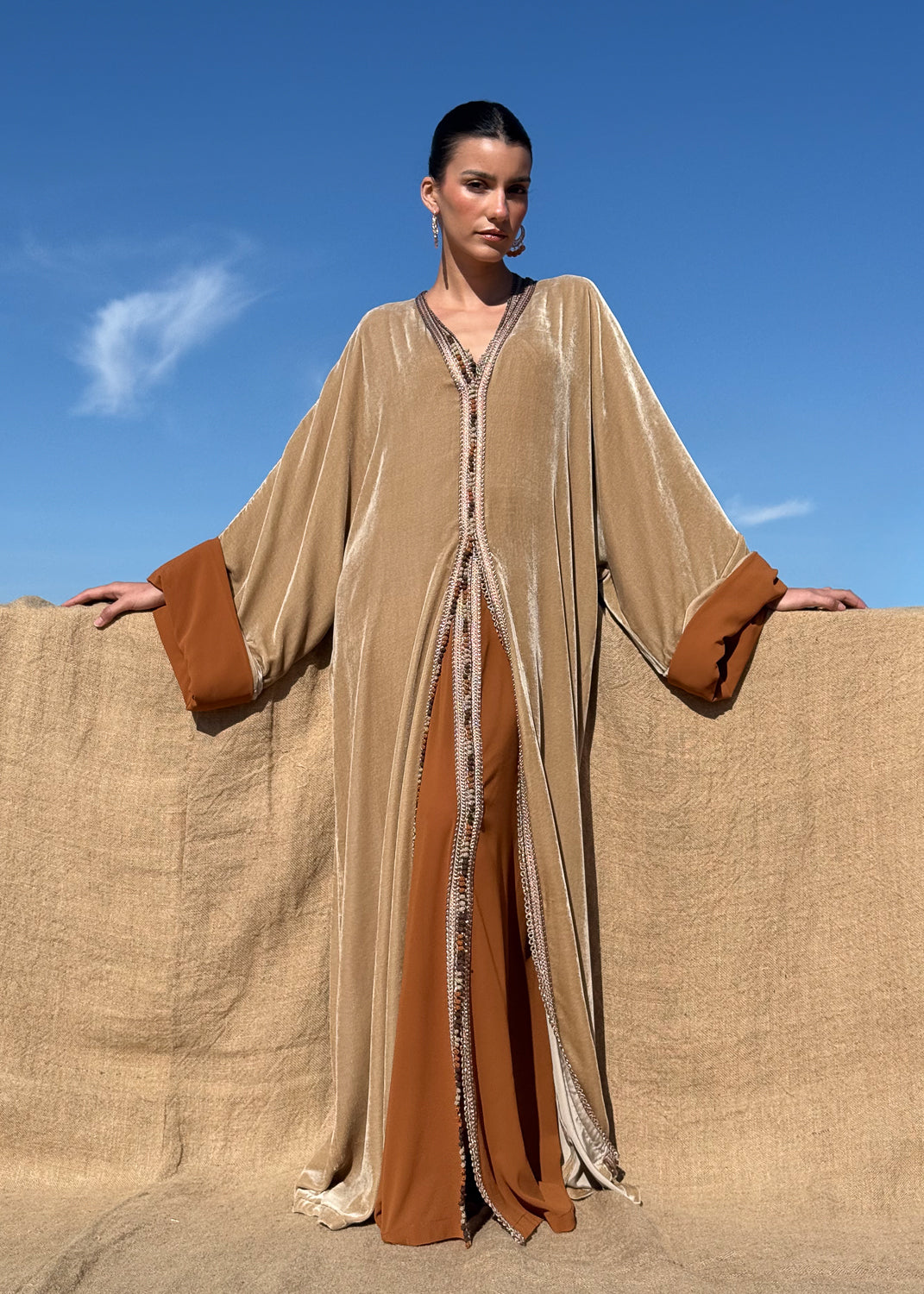 HEBA TWO-PIECE SILK VELVET KAFTAN