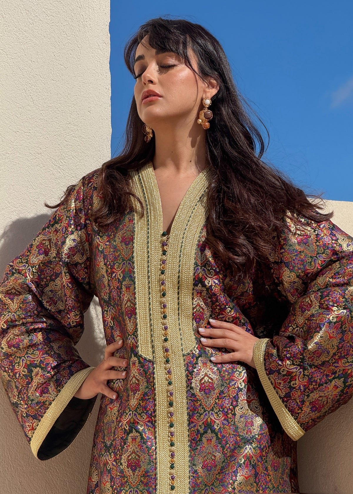Joudia Silk Brocade Kaftan by Moroccan Touch