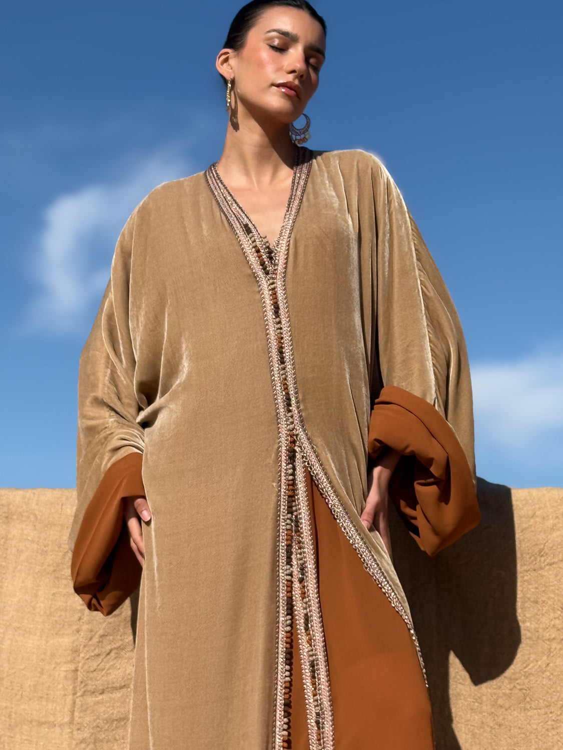 HEBA TWO-PIECE SILK VELVET KAFTAN