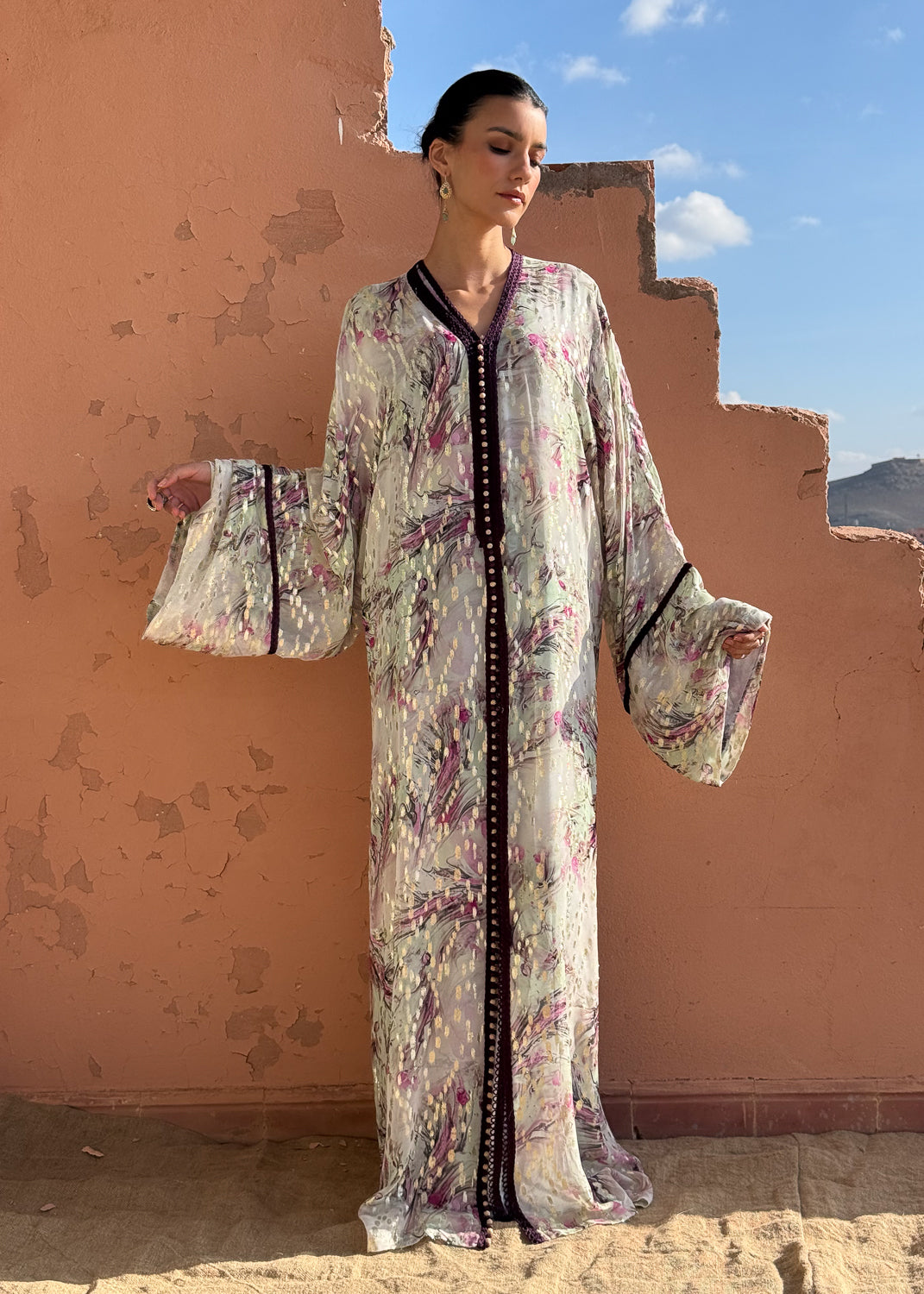 TALA TWO-PIECE SILK KAFTAN