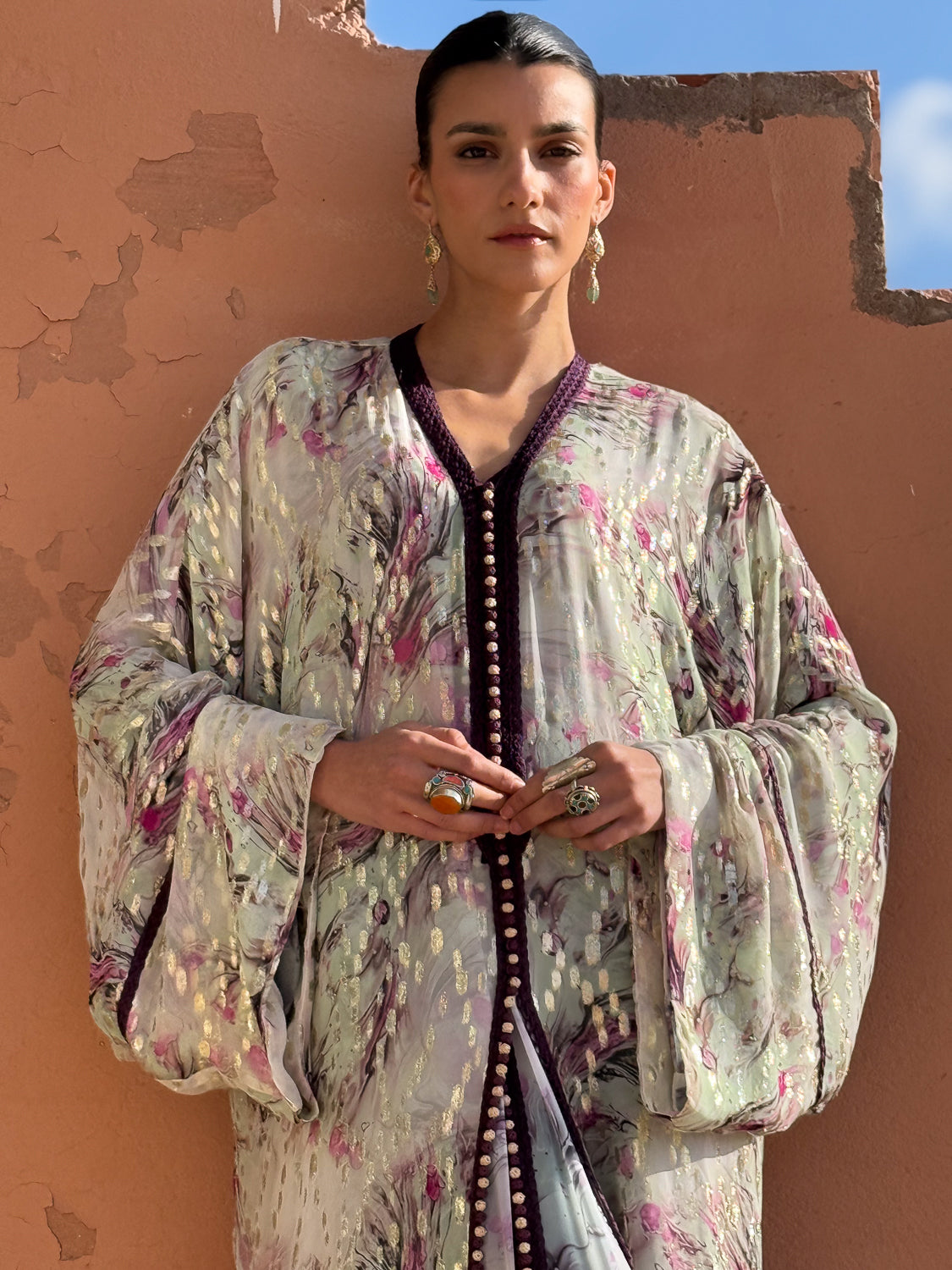 TALA TWO-PIECE SILK KAFTAN