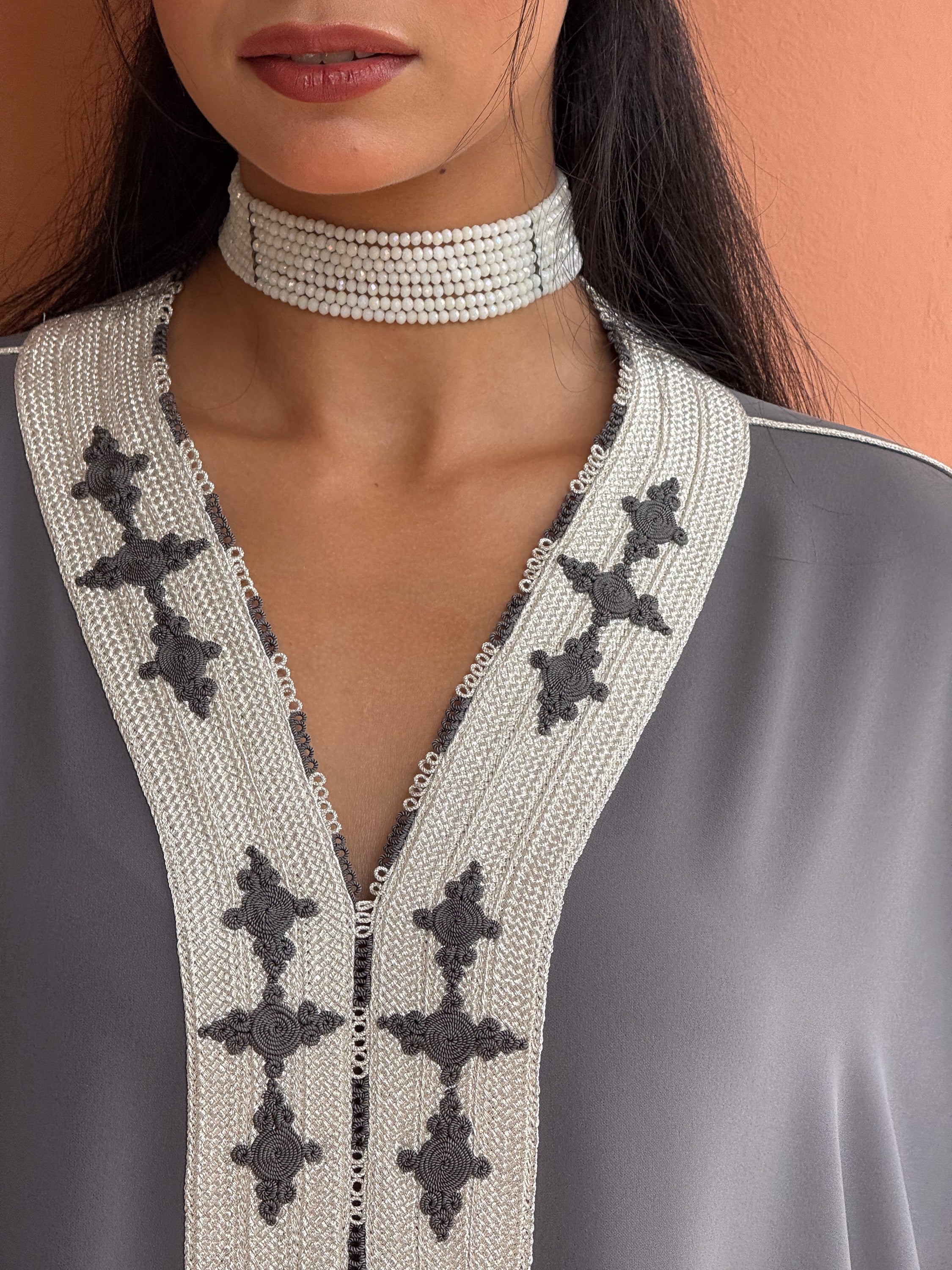 WADIA Oversized Kaftan with Hand-Embroidered Statement Neckline