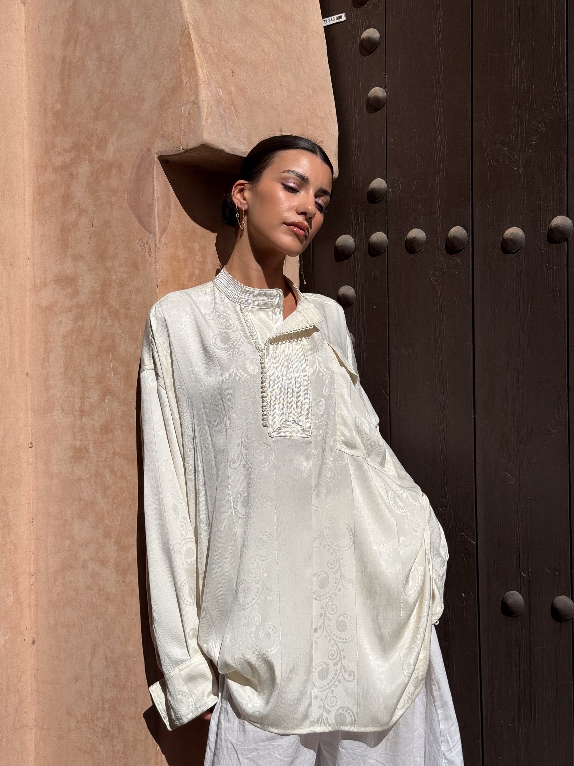 AFAK Oversized viscose Blouse with Statement Neckline