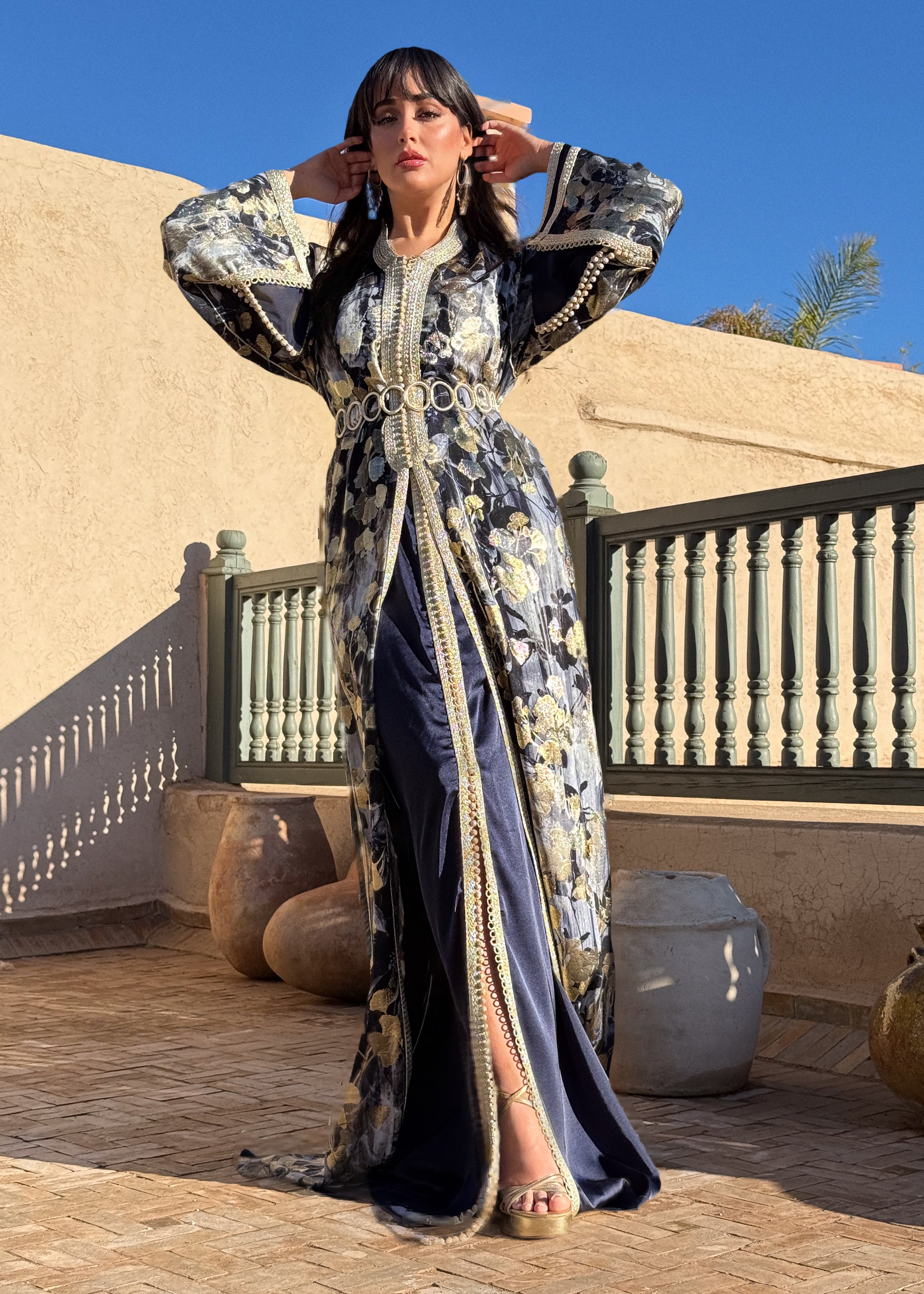 DALEEN TWO-PIECE SILK KAFTAN