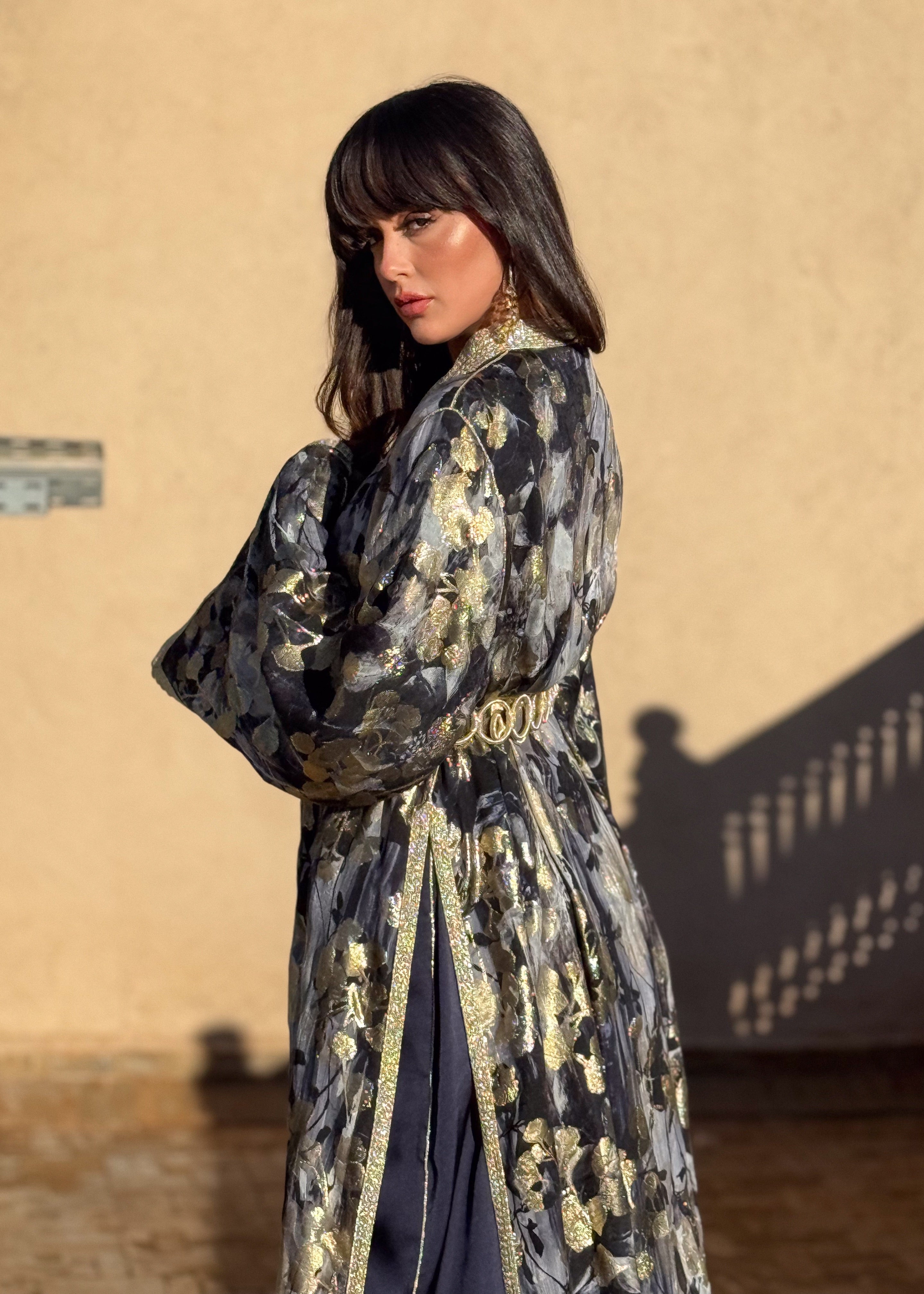 DALEEN TWO-PIECE SILK KAFTAN