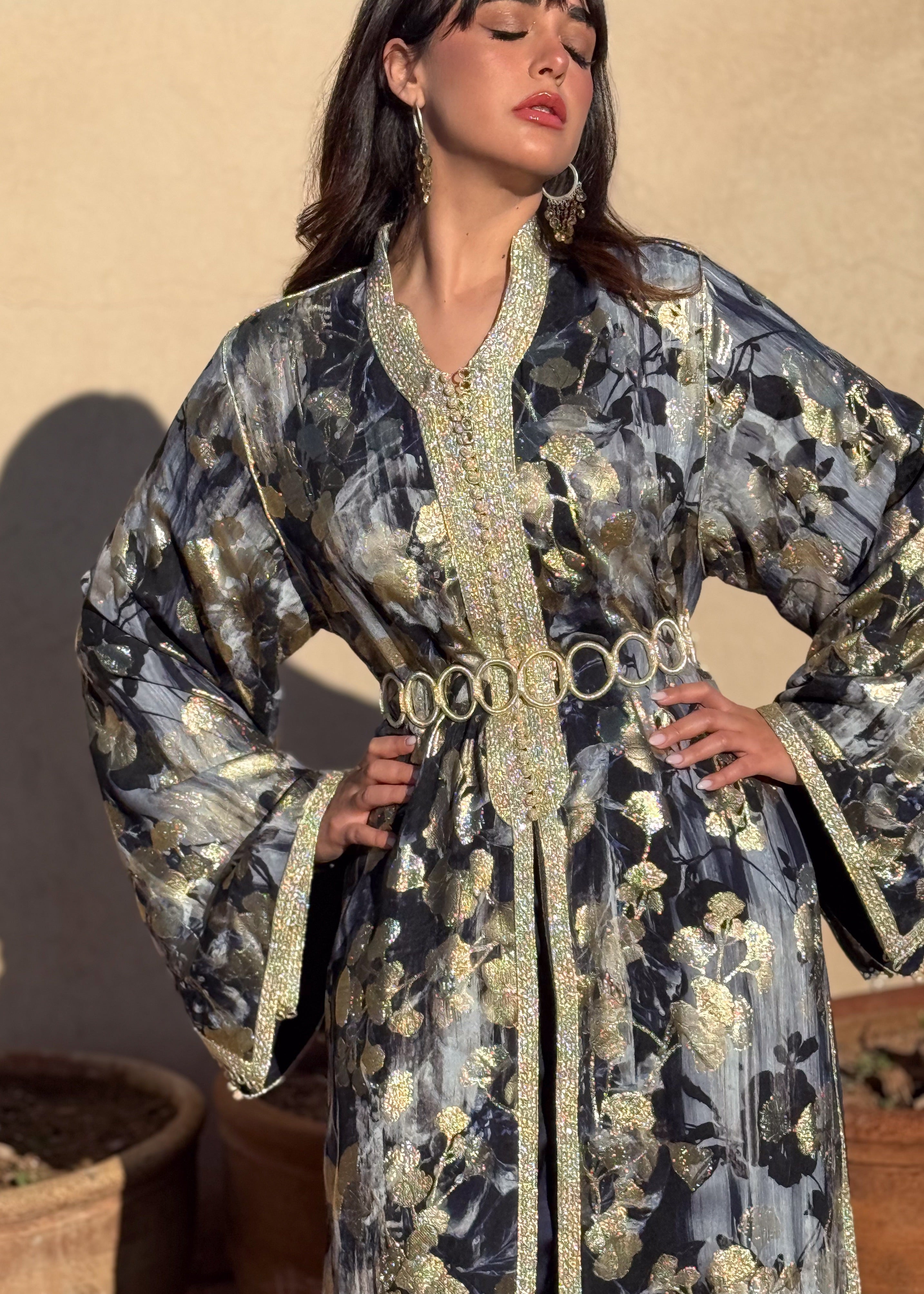 DALEEN TWO-PIECE SILK KAFTAN