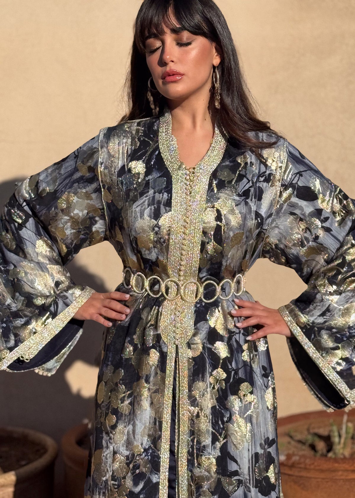 Daleen Two-Piece Silk Kaftan by Moroccan Touch