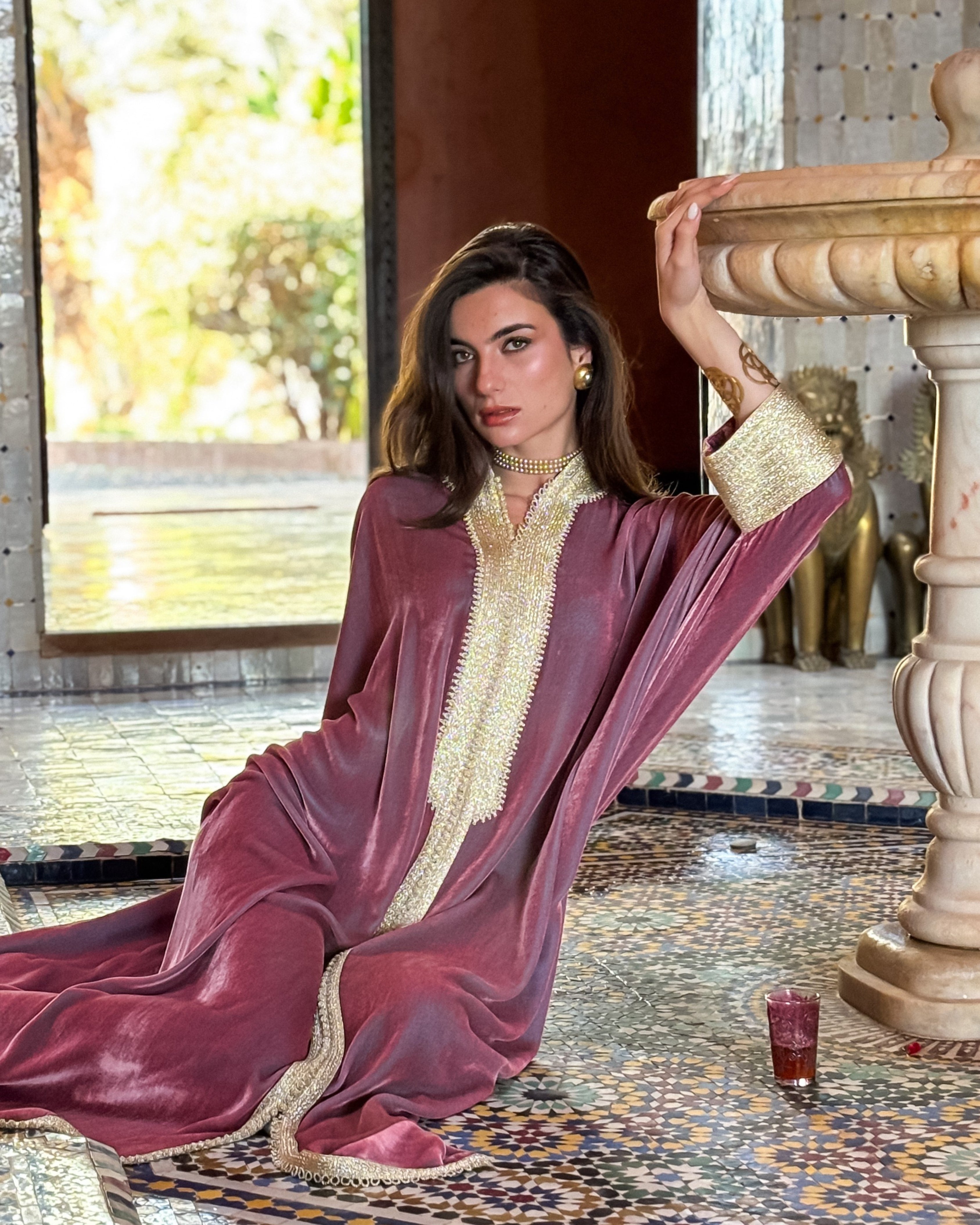 ZHOR SILK VELVET KAFTAN