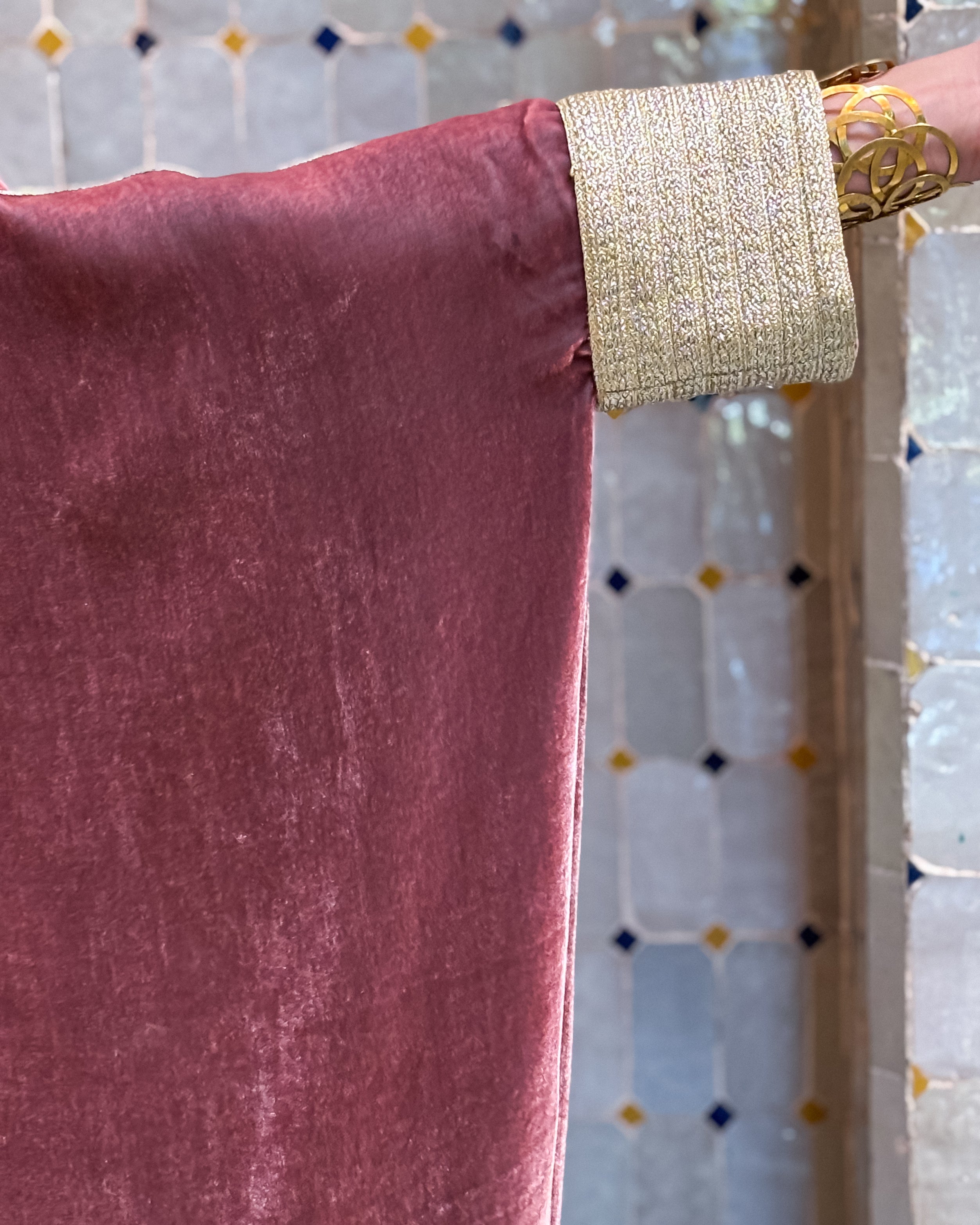 ZHOR SILK VELVET KAFTAN