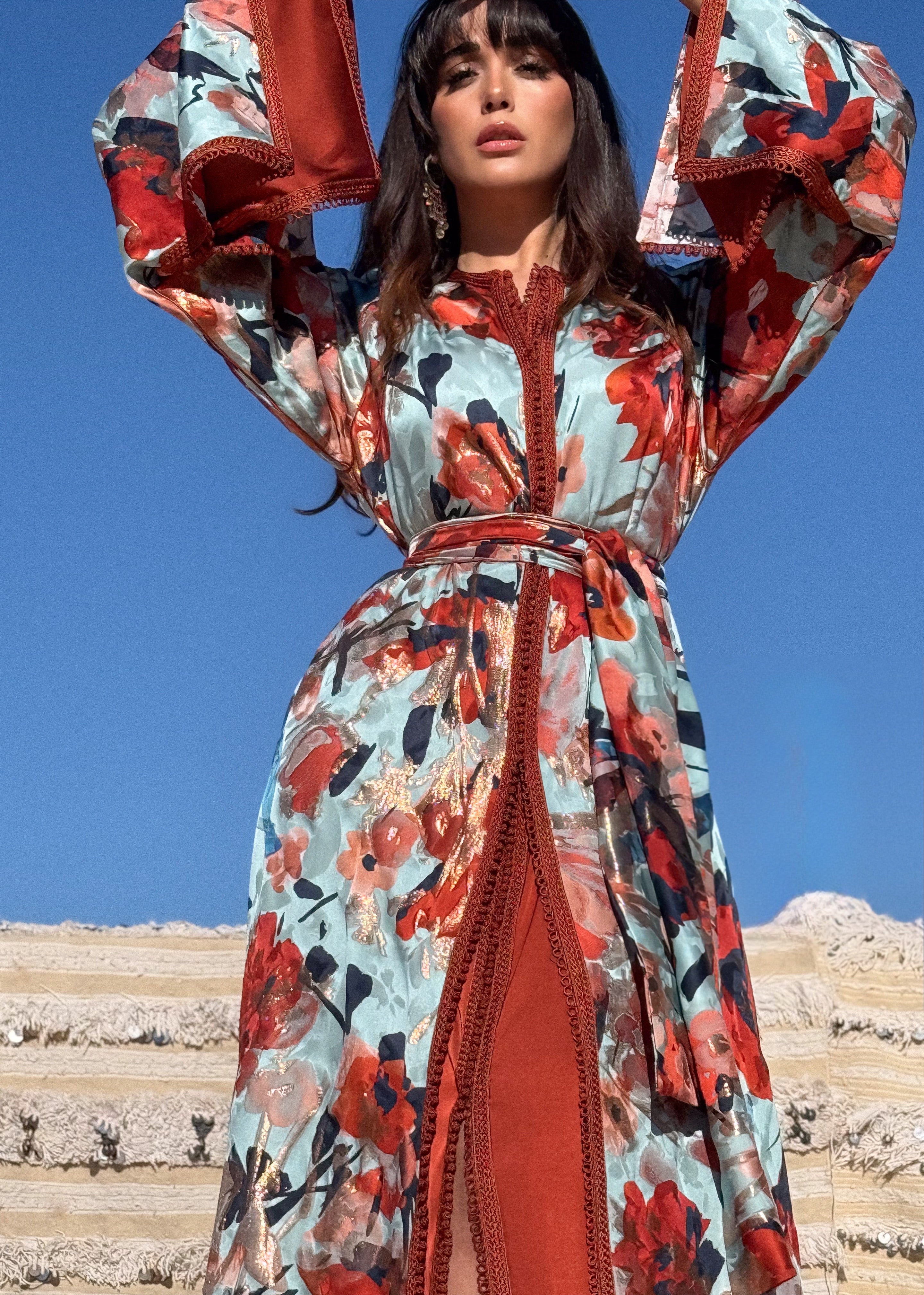 RAWIYA TWO-PIECE SILK KAFTAN