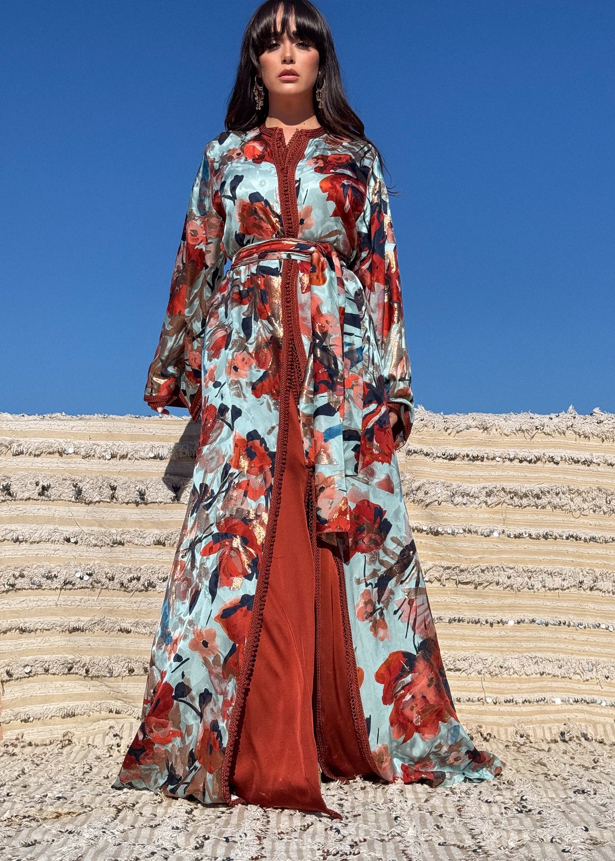 Rawiya Two-Piece Silk Kaftan by Moroccan Touch