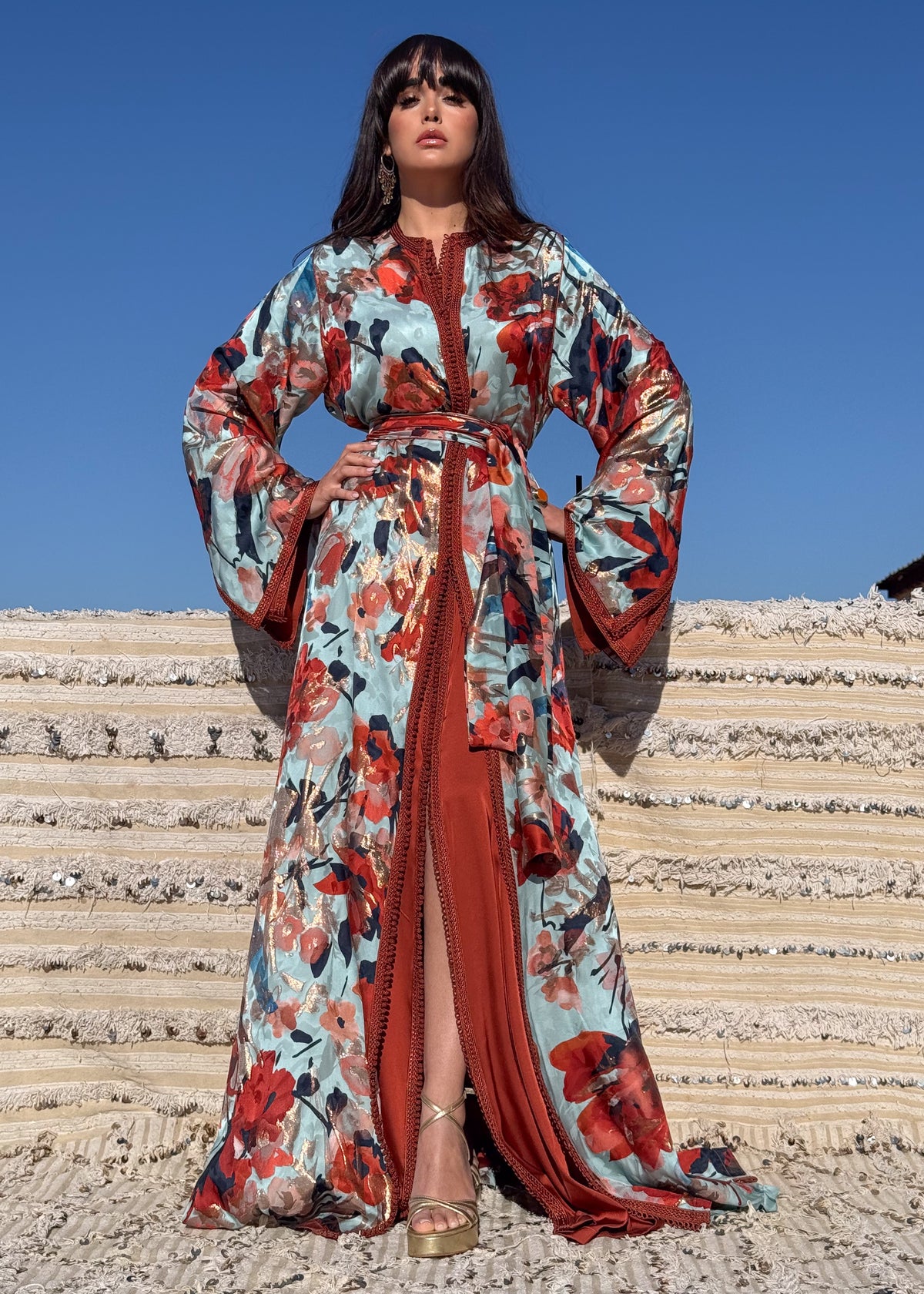 Rawiya Two-Piece Silk Kaftan by Moroccan Touch
