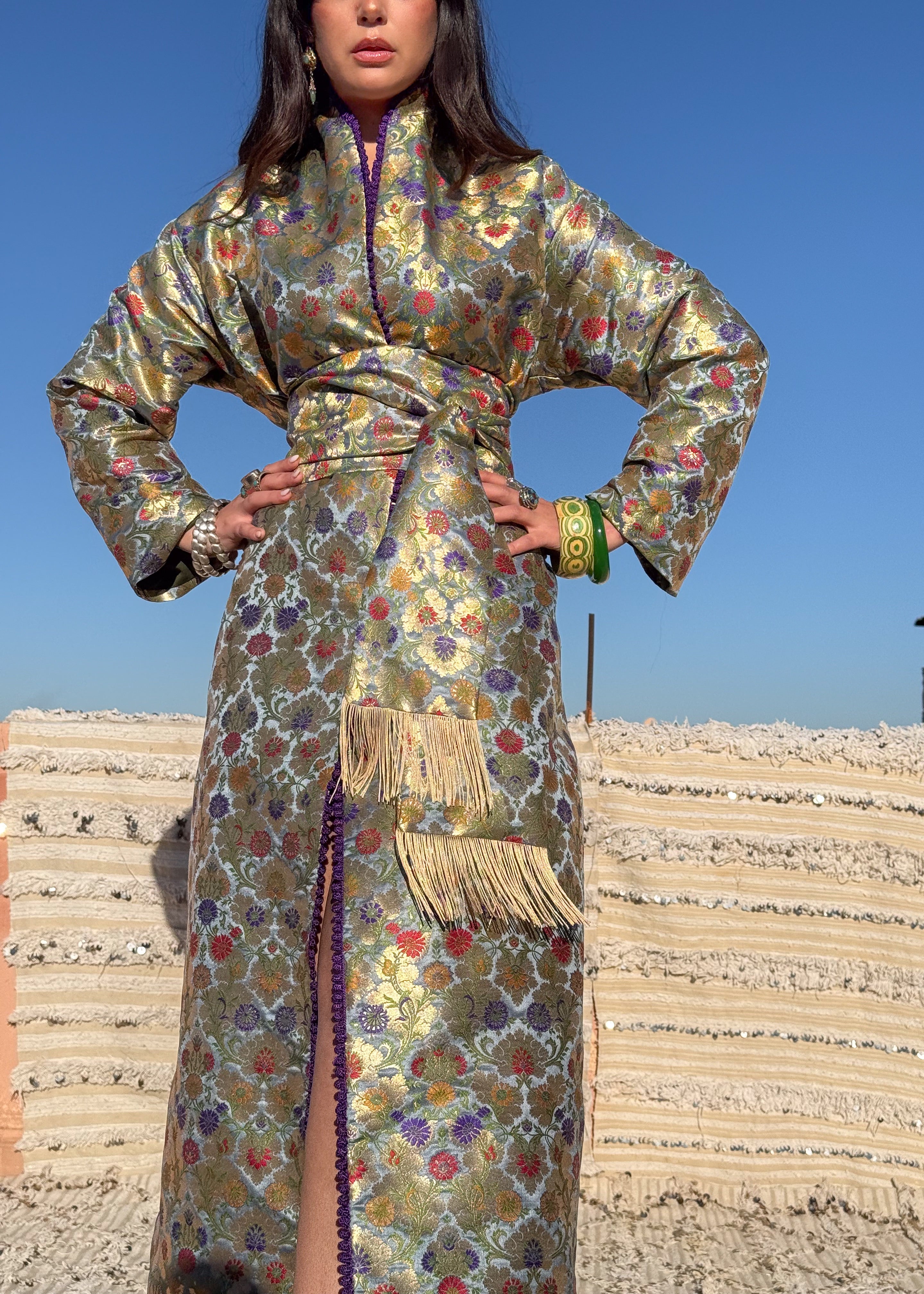 AISHA SILK BROCADE KAFTAN KIMONO