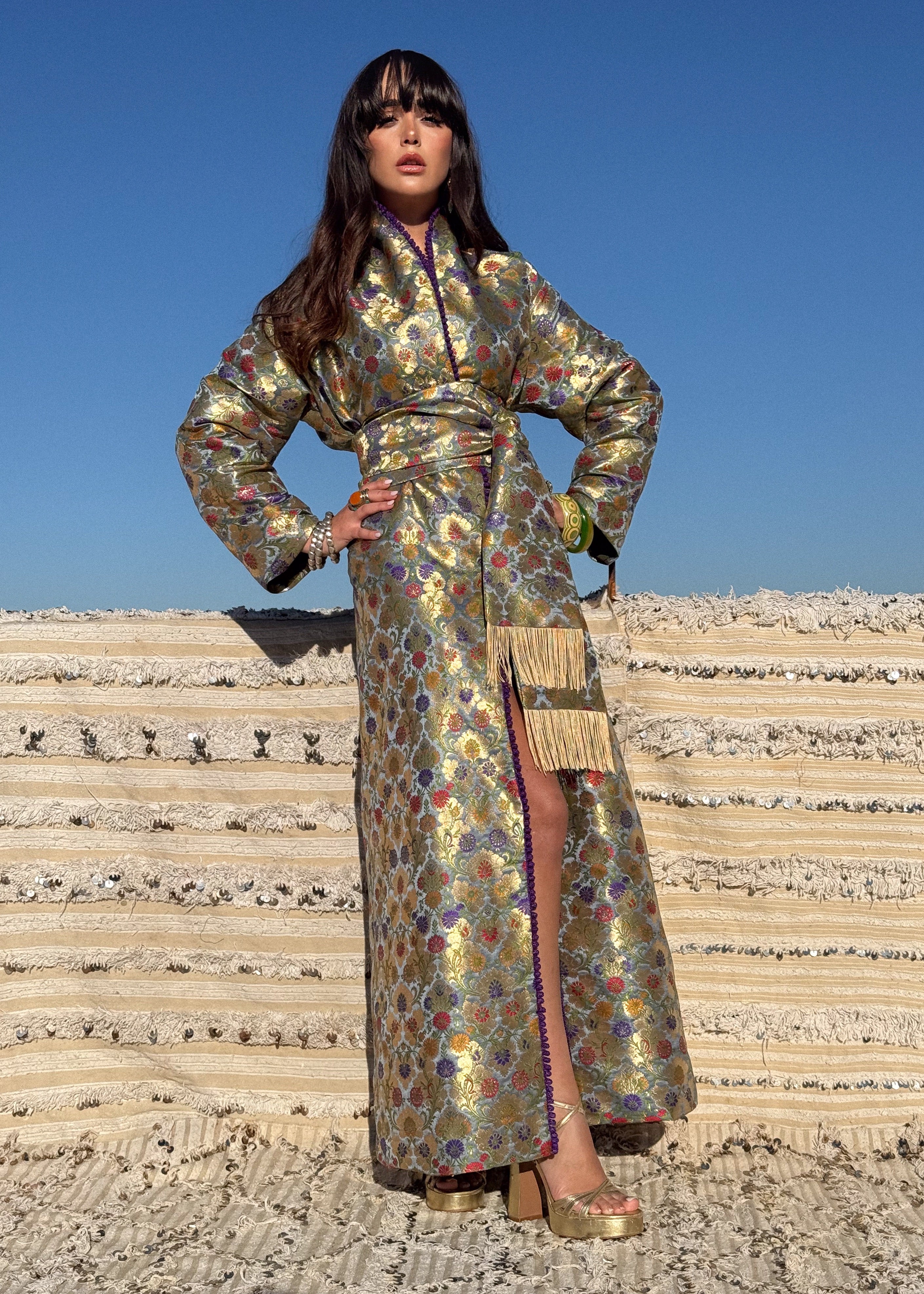 AISHA SILK BROCADE KAFTAN KIMONO