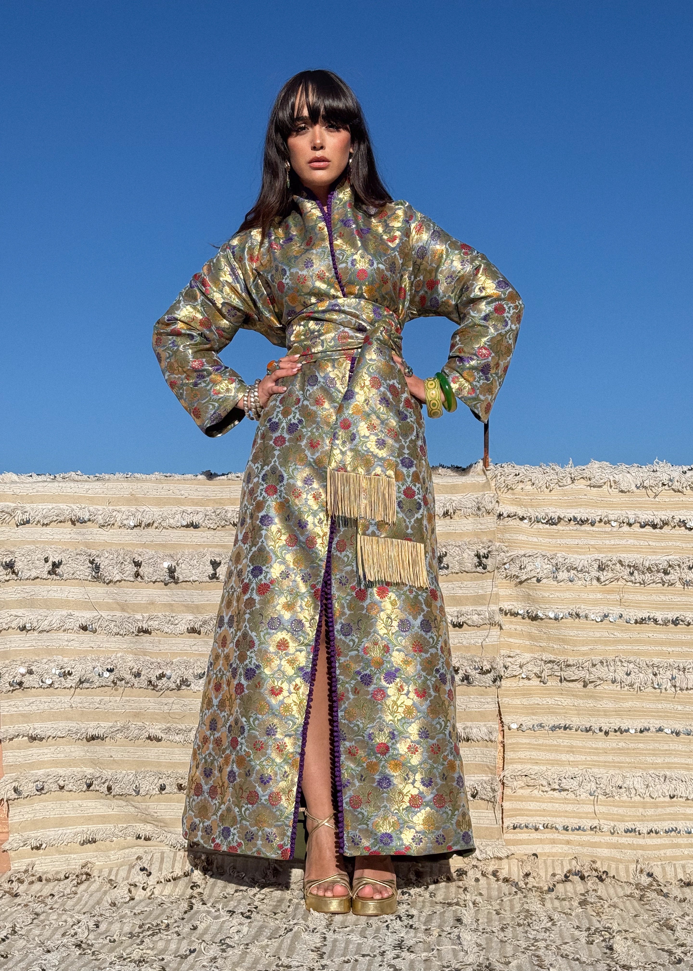 AISHA SILK BROCADE KAFTAN KIMONO