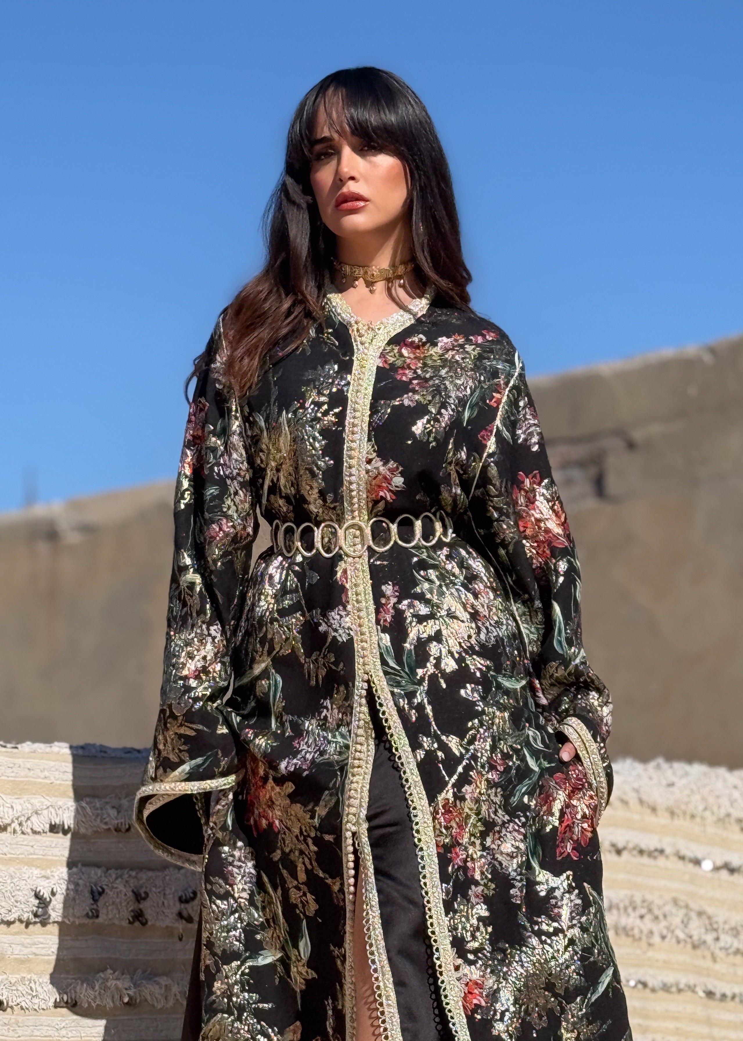 ESRAA TWO-PIECE SILK KAFTAN
