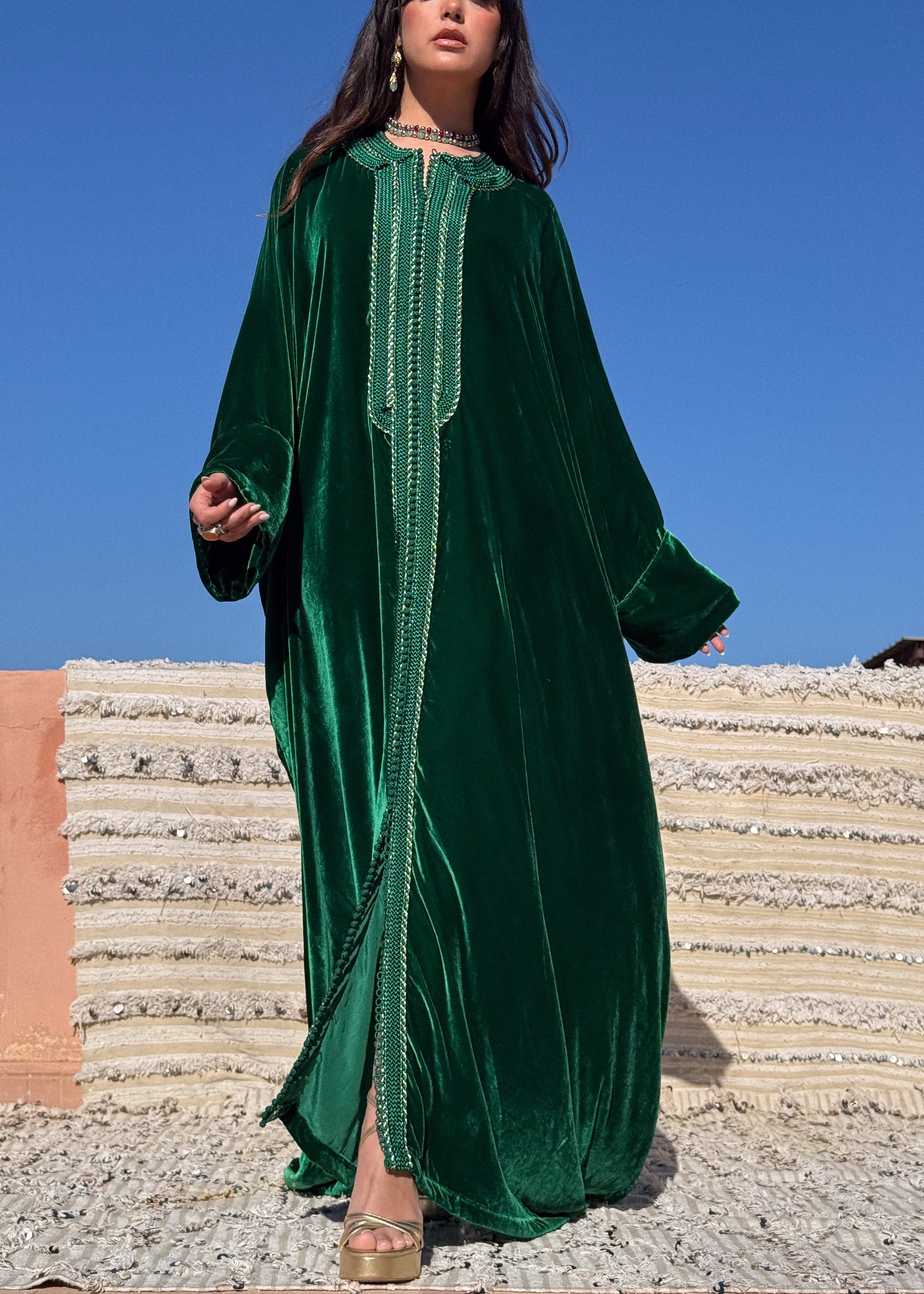 SARA SILK VELVET KAFTAN