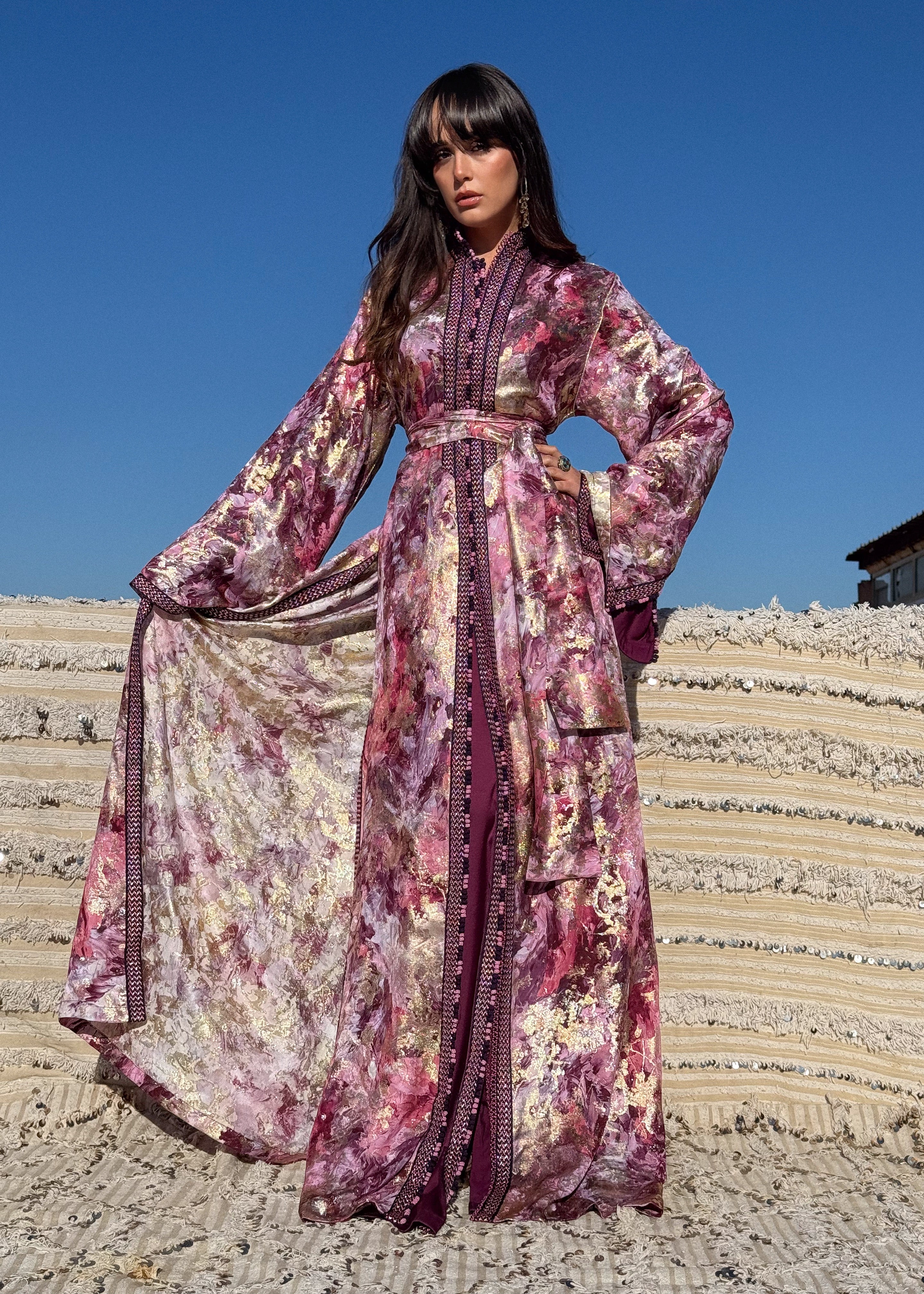 DEEMA TWO-PIECE SILK KAFTAN